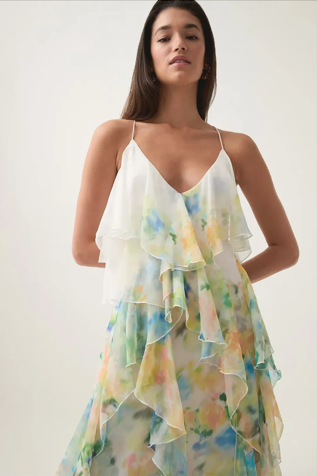 Aje Dreamscape Frill Maxi Dress in Floral Haze Size AU 8 for rent on The Volte - main image