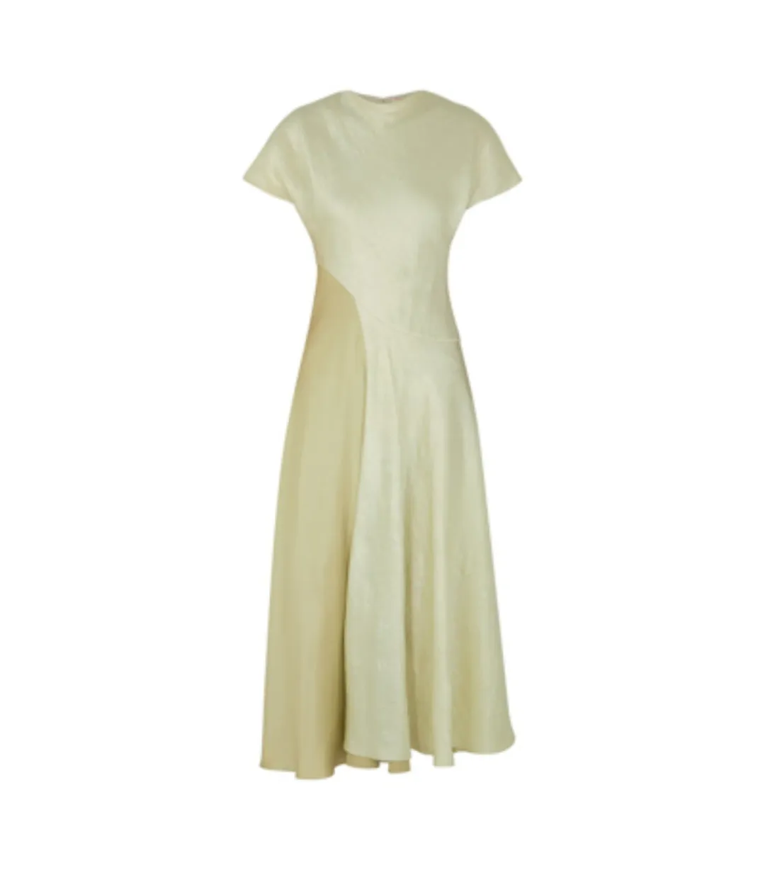 Roksanda Adriana Paneled Crinkled-satin Midi Dress in Gold Size AU 8 for rent on The Volte - main image