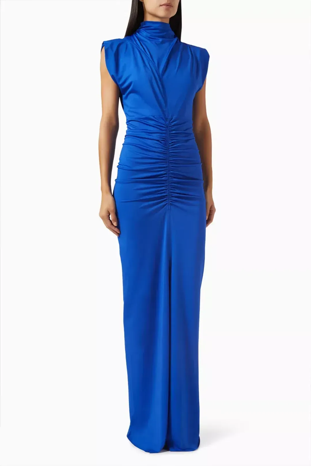 Victoria Beckham Ruched Jersey Column Gown Royal Blue Size 8 for rent on The Volte - main image