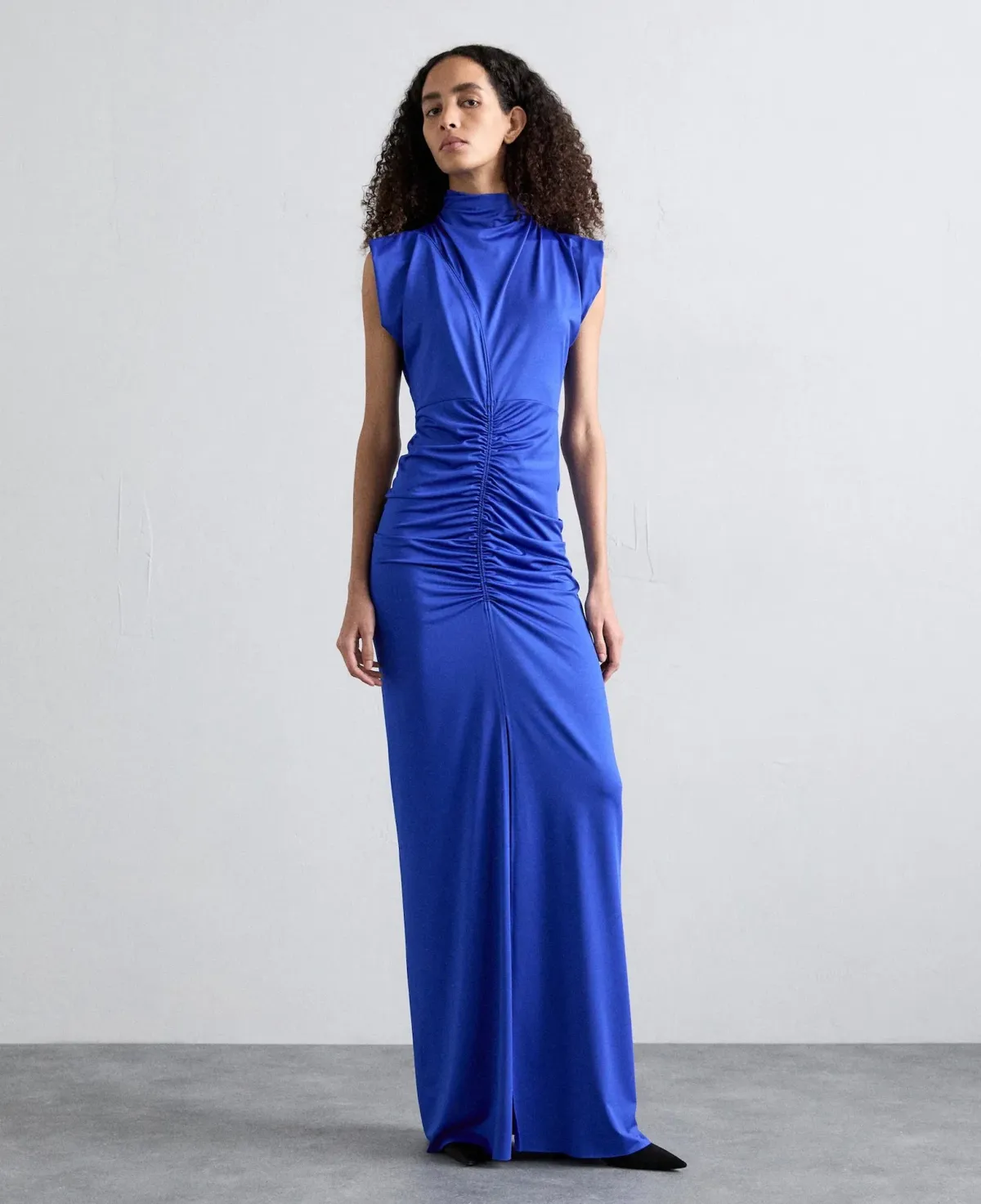 Victoria Beckham Ruched Jersey Column Gown Royal Blue Size 8 - Image 1