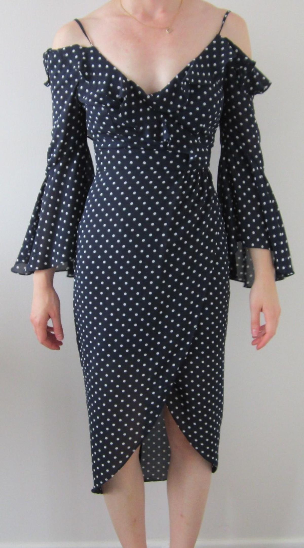 Sheike Alliance Blue Polka Dot Dress Navy 6 - Image 3