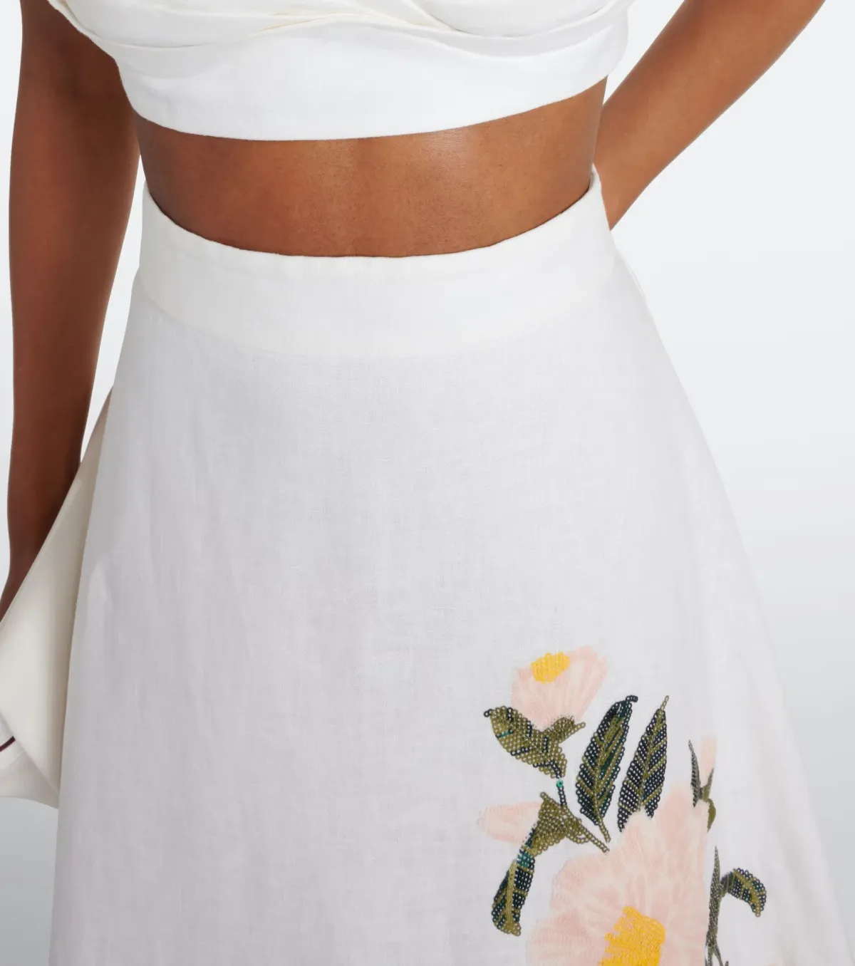 Zimmermann Natura Bralette and Flare Skirt Set Ivory Camellia Size 12/2 - Image 2