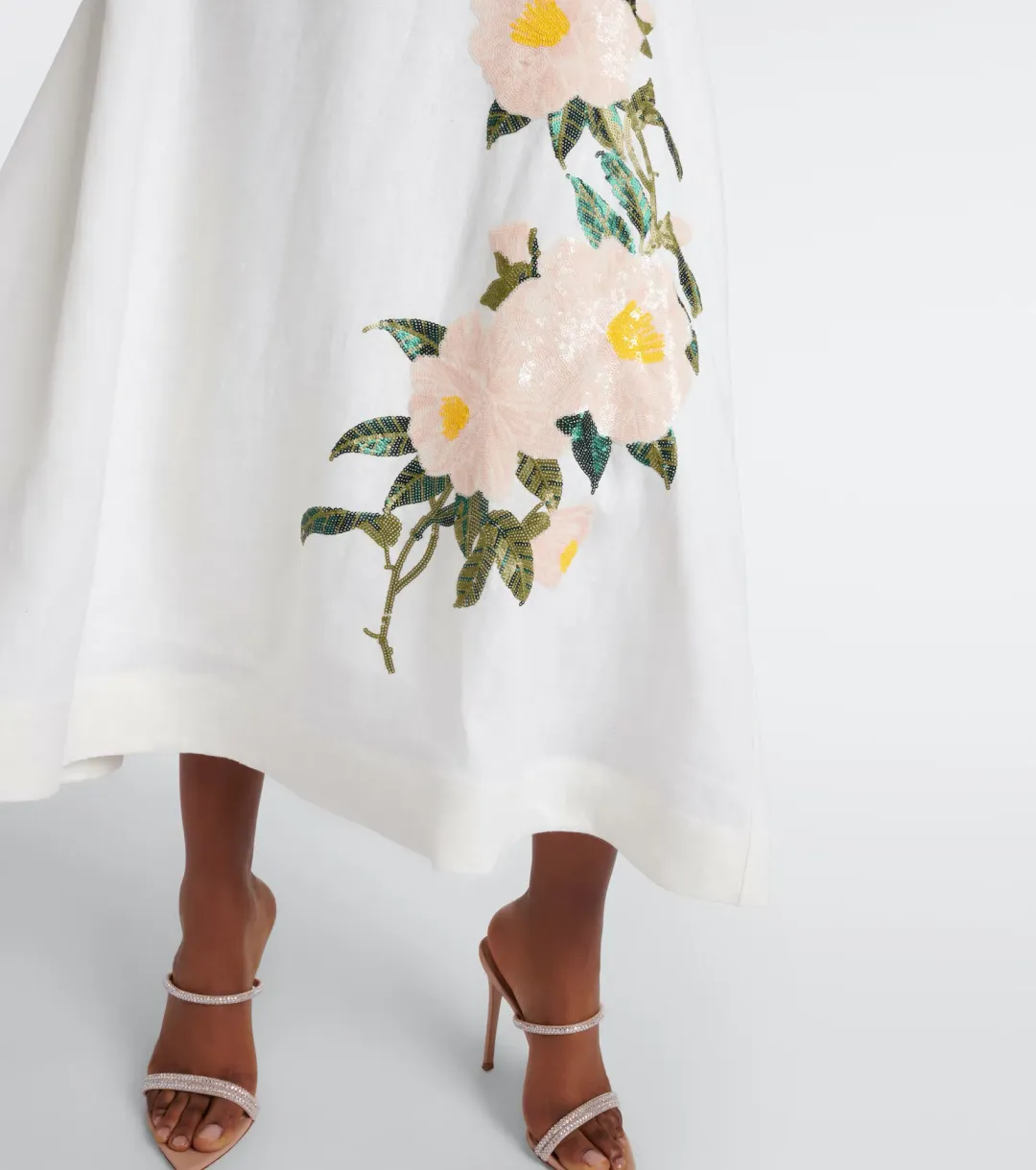 Zimmermann Natura Bralette and Flare Skirt Set Ivory Camellia Size 12/2 for rent on The Volte - main image