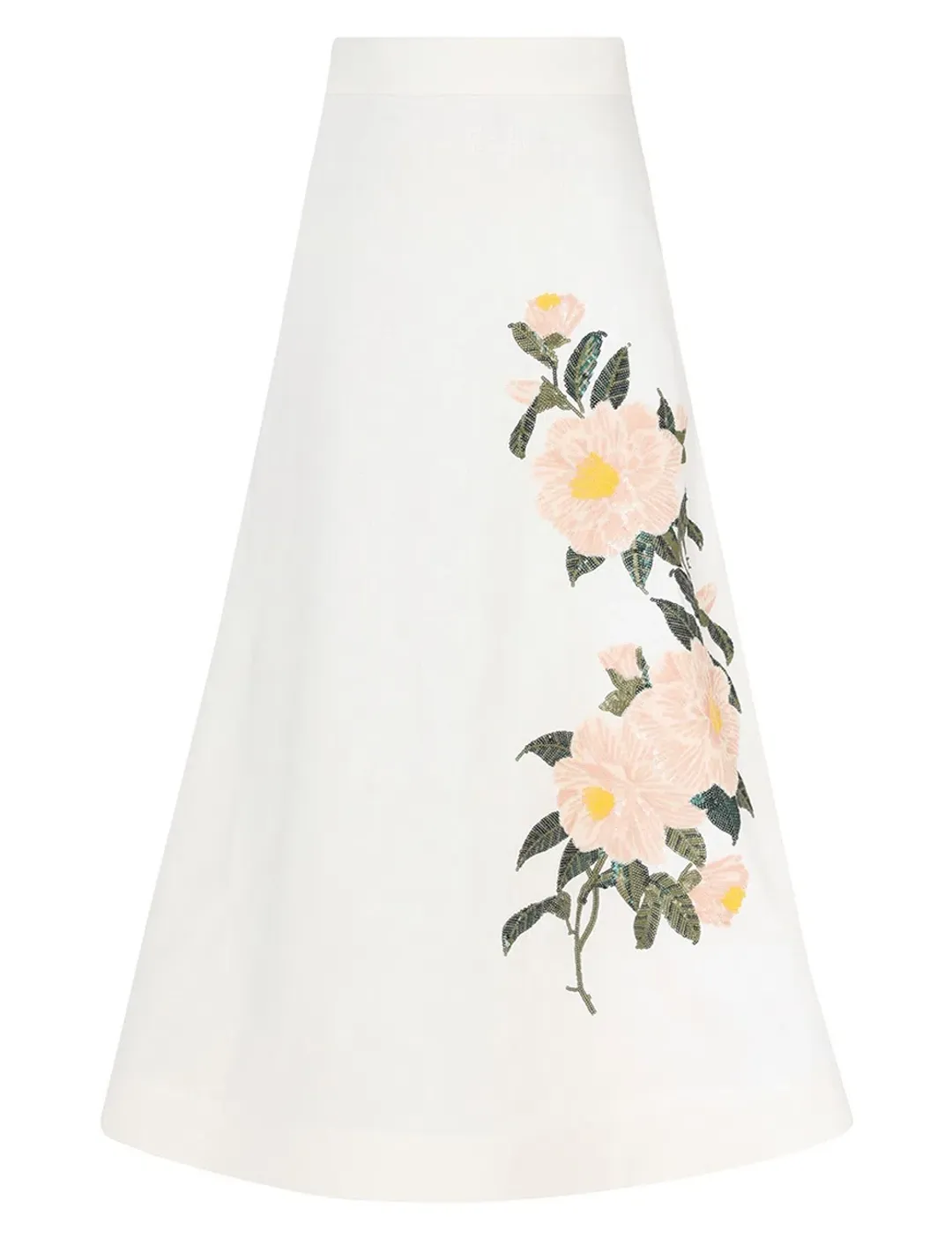 Zimmermann Natura Bralette and Flare Skirt Set Ivory Camellia Size 12/2 for rent on The Volte - main image