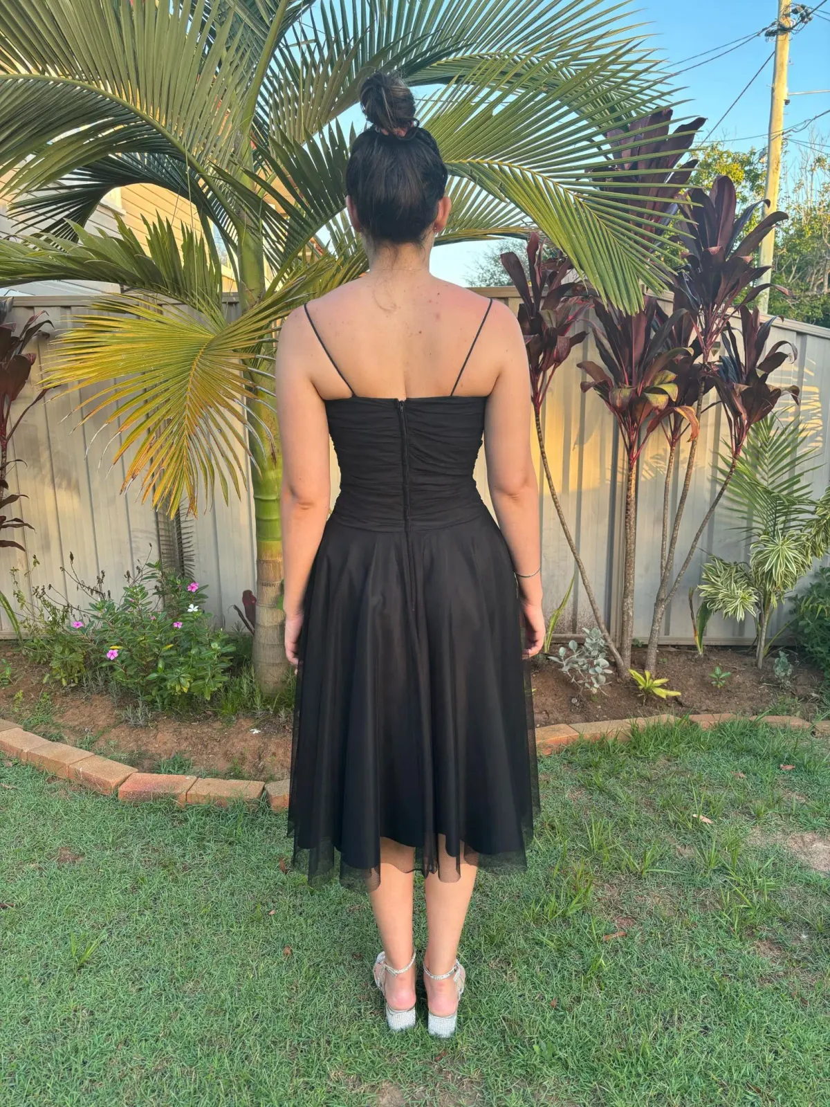 George Evening A-Line Tulle Midi Dress Black Size 10 - Image 2