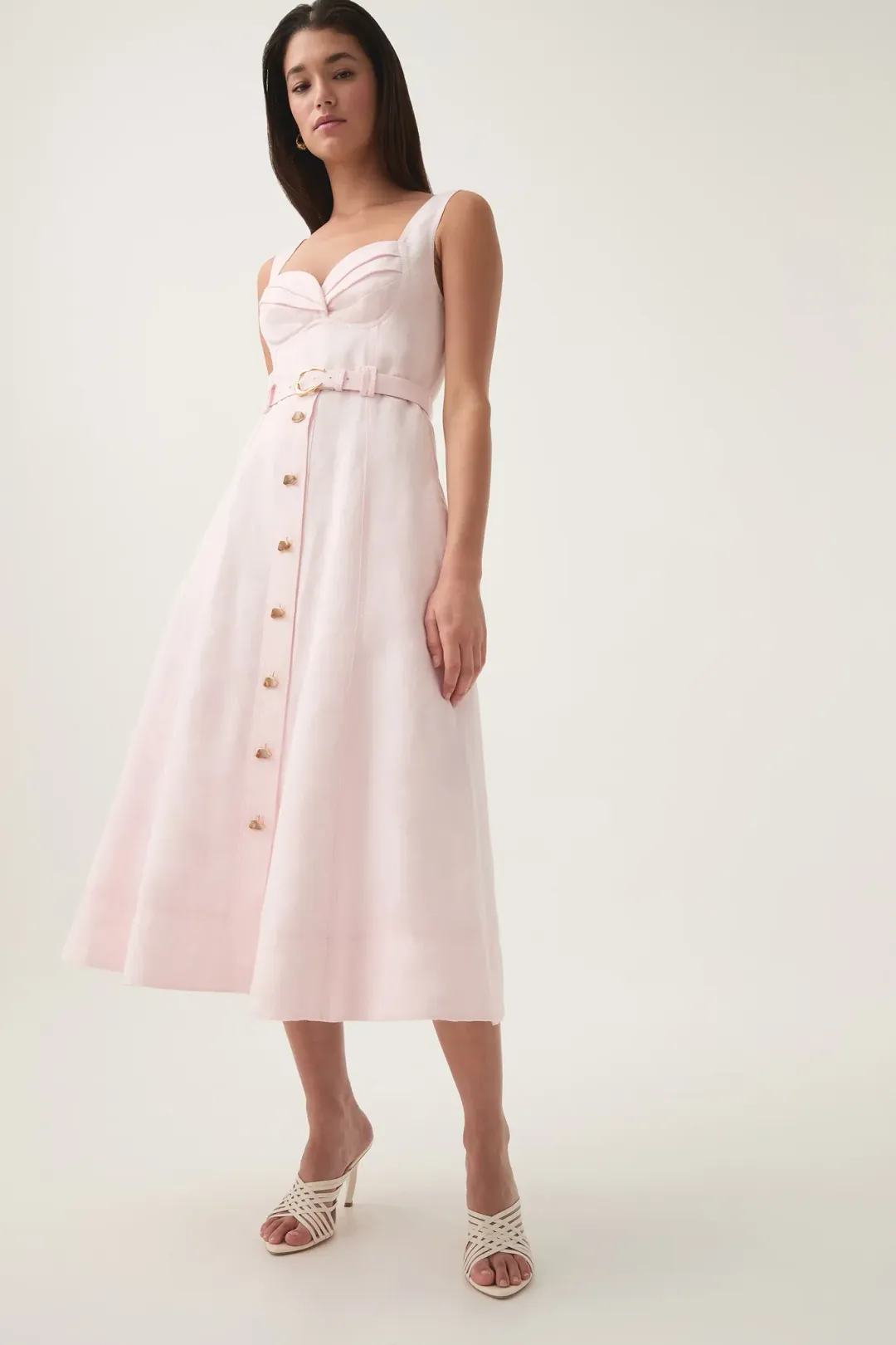 Aje Primary Belted Midi Dress Pastel Pink Size 8 for rent on The Volte - main image