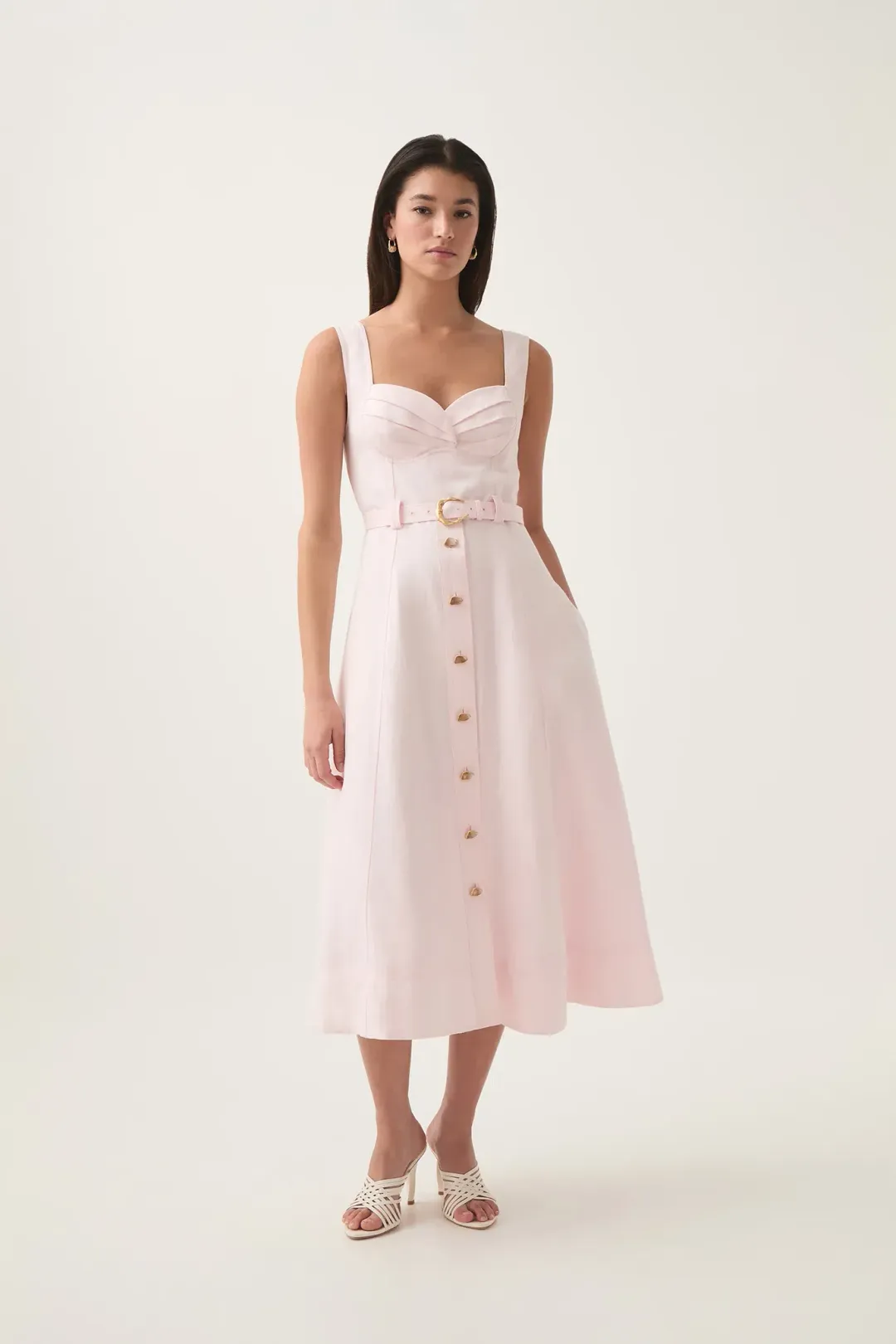 Aje Primary Belted Midi Dress Pastel Pink Size 8 for rent on The Volte - main image