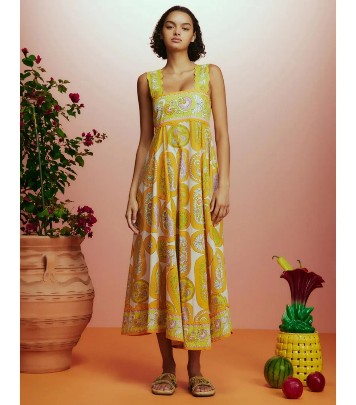Alemais Diana Summer Dress Yellow Floral Size AU 8 - Image 1