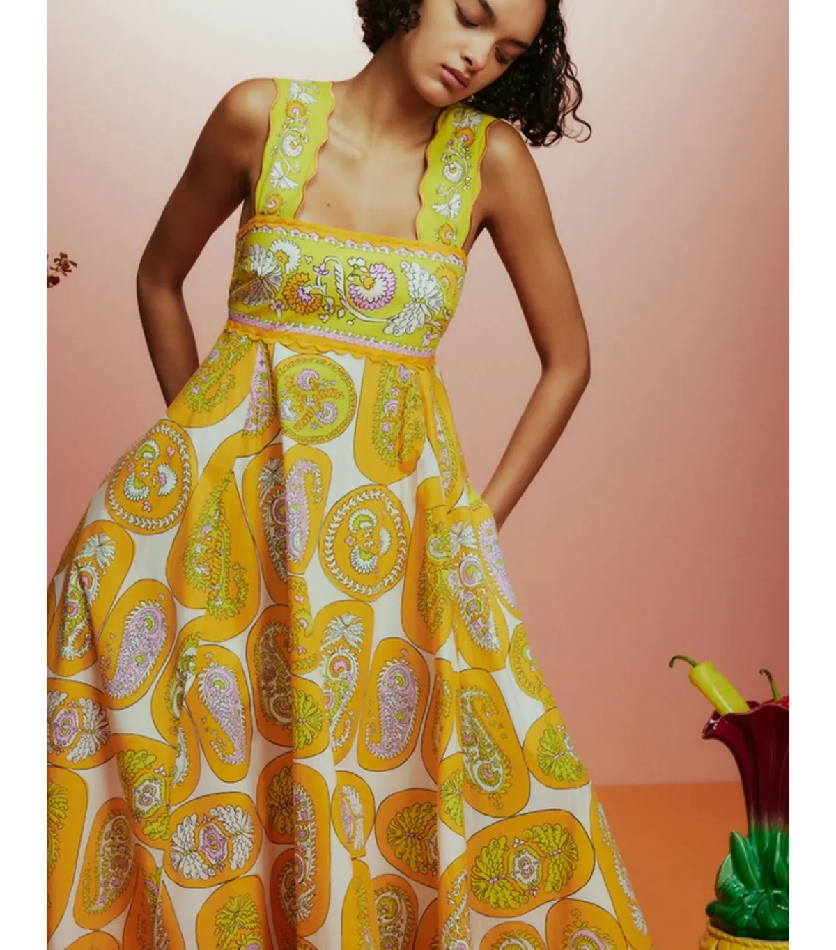 Alemais Diana Summer Dress Yellow Floral Size AU 8 - Image 3