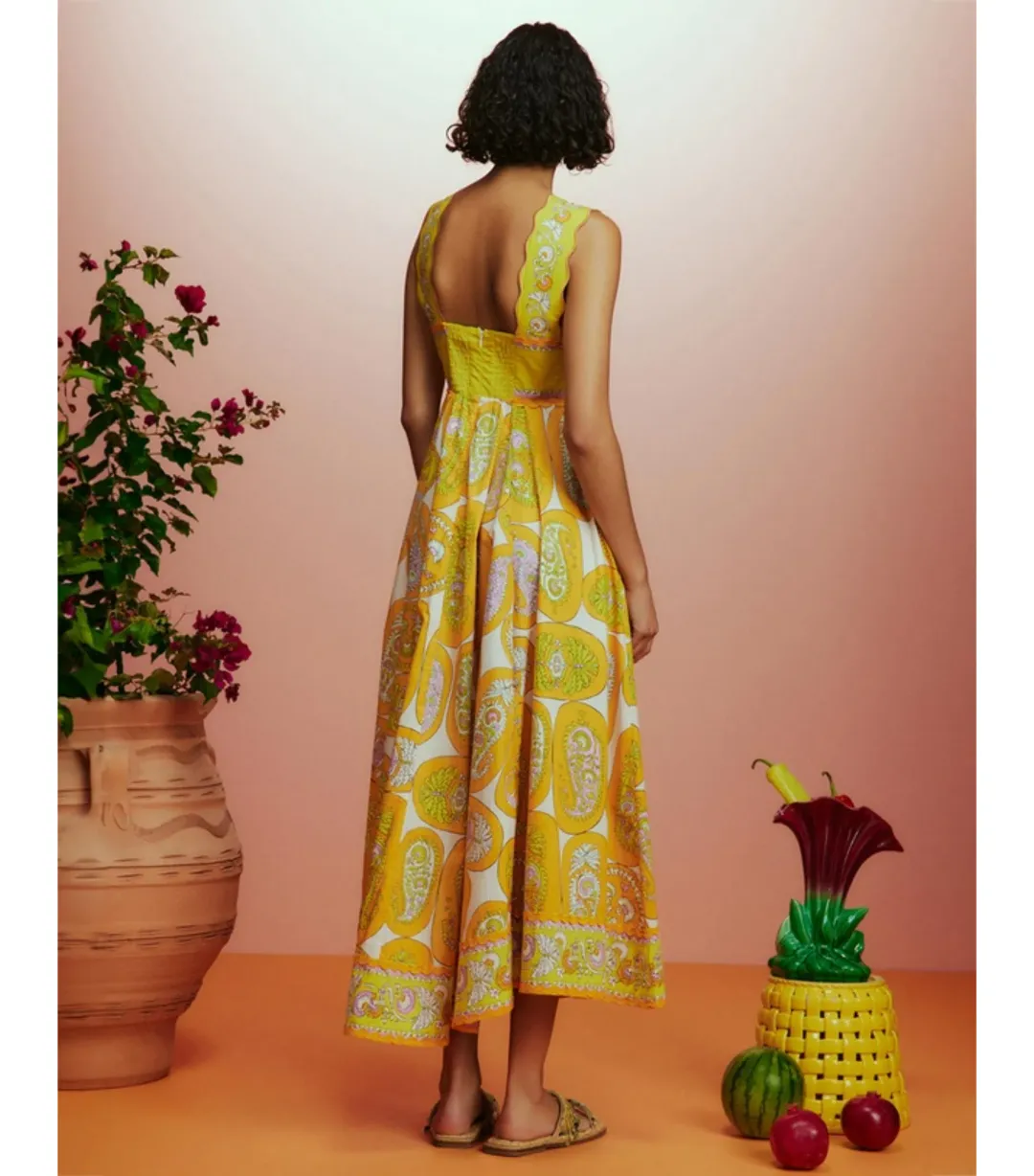 Alemais Diana Summer Dress Yellow Floral Size AU 8 for rent on The Volte - main image