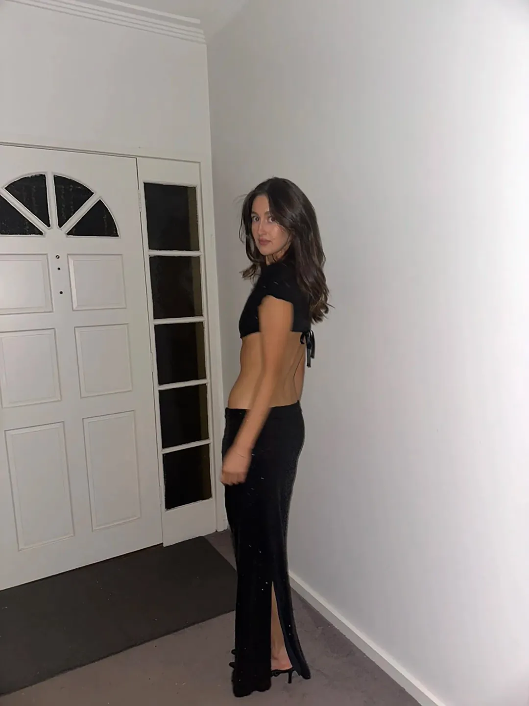 Buci Sequin Flower Top And Mermaid Skirt Set Black Size AU 6 for rent on The Volte - main image