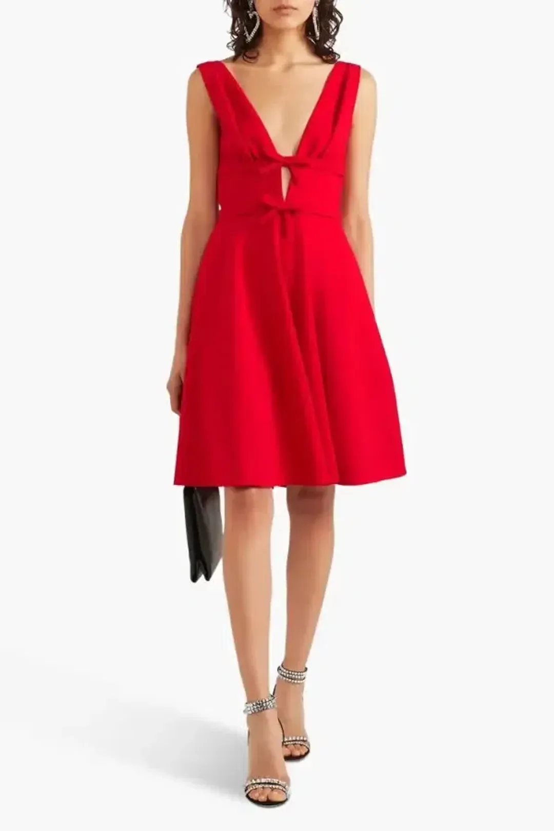 Miu Miu Bow Embellished Cady Crepe Dress Red Size AU 8 for rent on The Volte - main image