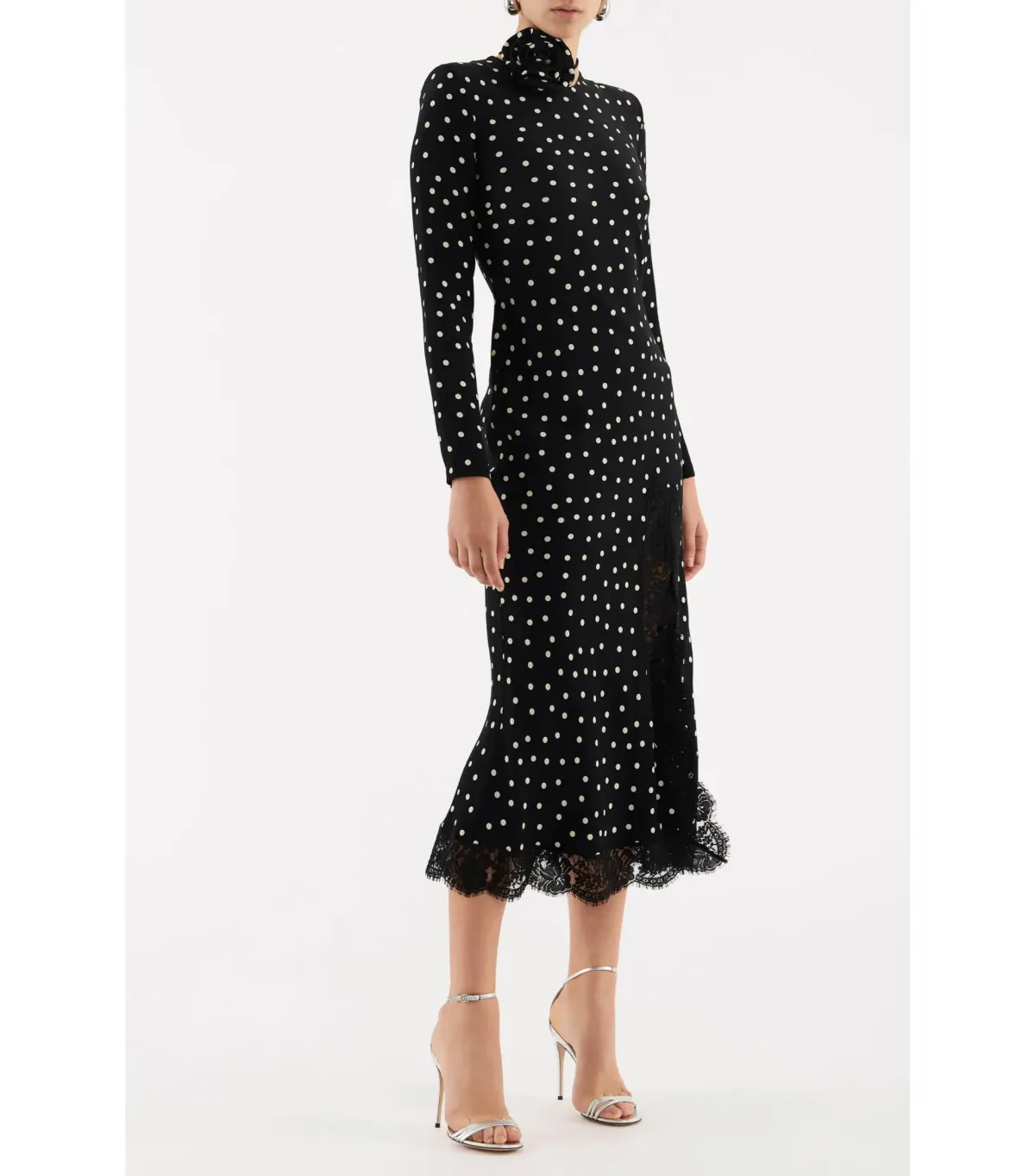 Rebecca Vallance Celyn Polka Dot Midi Dress Black Size AU 12 - Image 3