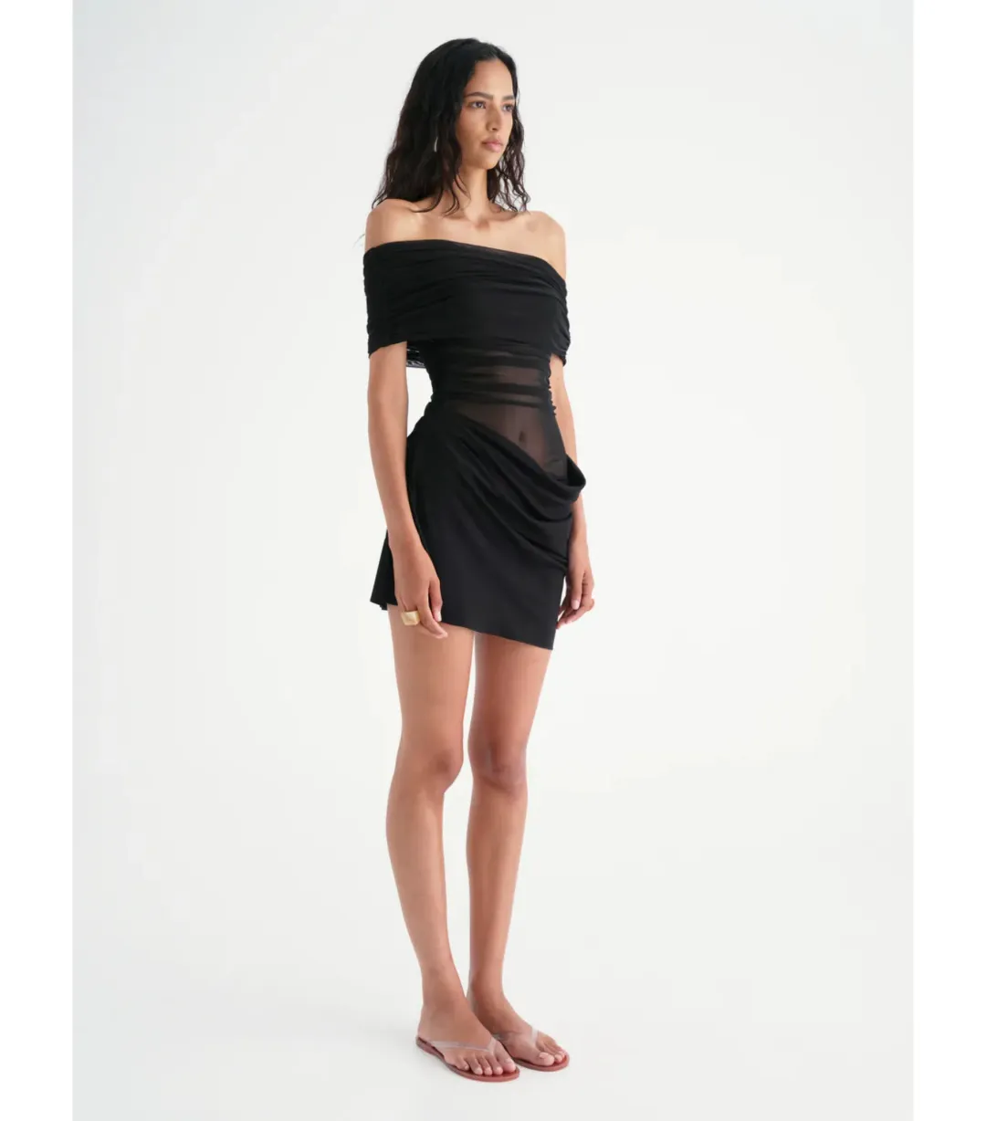 Benni Nico Off Shoulder Mini Dress in Black Size AU 10 for rent on The Volte - main image