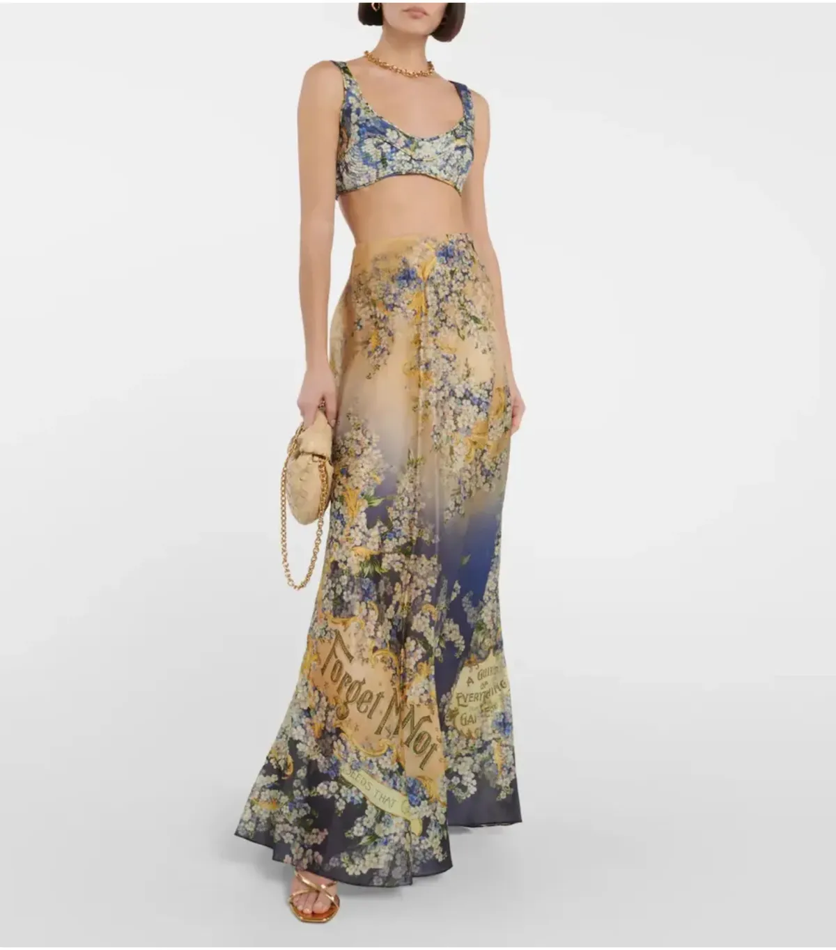 Zimmermann Tama Bralette Size 2 / AU 10 and Bias Flare Skirt Size 0 / AU 6 Set Forget Me Knots - Image 2