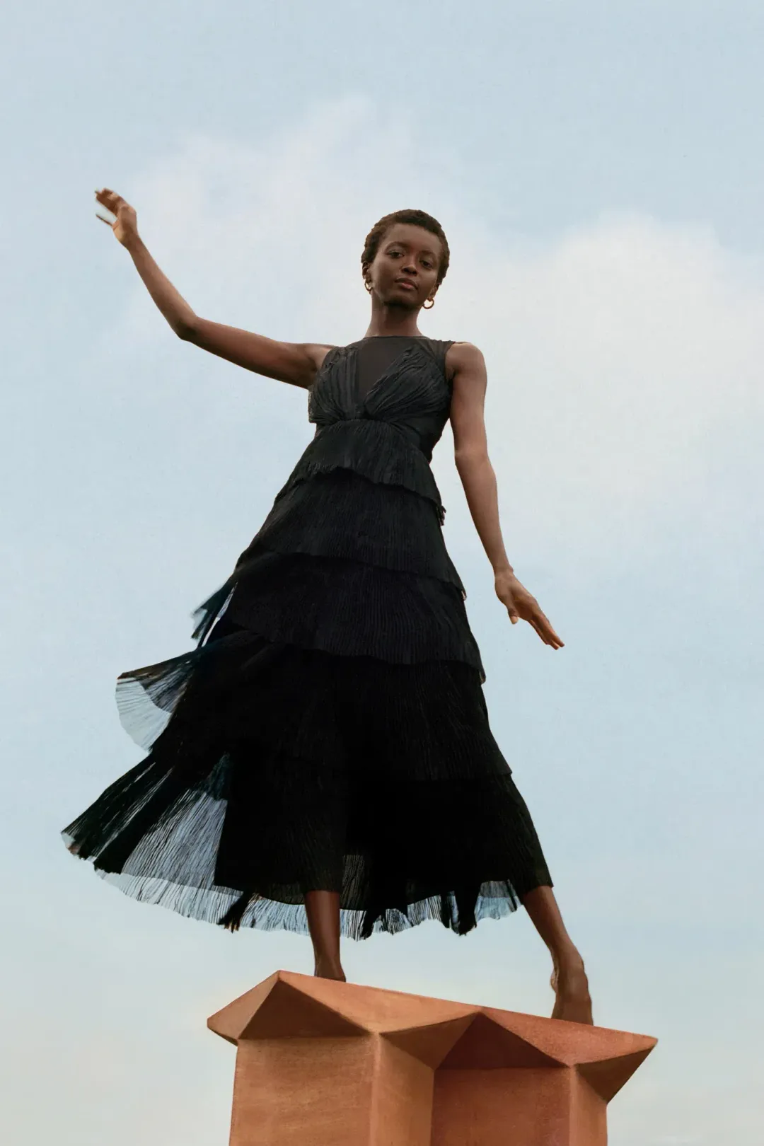 Aje Escapist Black Tiered Maxi Dress Size 10 for rent on The Volte - main image