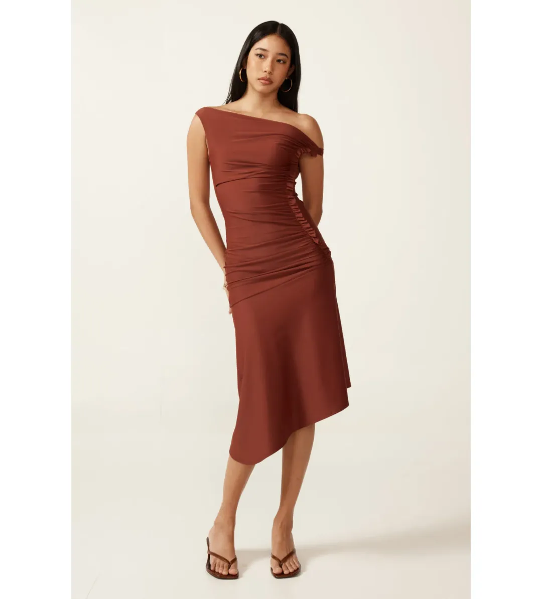 Ance Gria Jean Midi Dress In Brown Size 8 for rent on The Volte - main image
