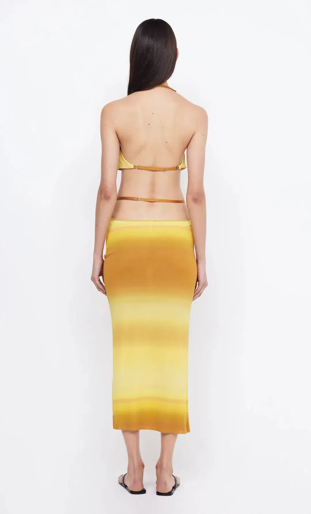 Bec & Bridge Amara Halter Top & Amara Strappy Skirt Set Golden Ombre Size XS / AU 6 for rent on The Volte - main image