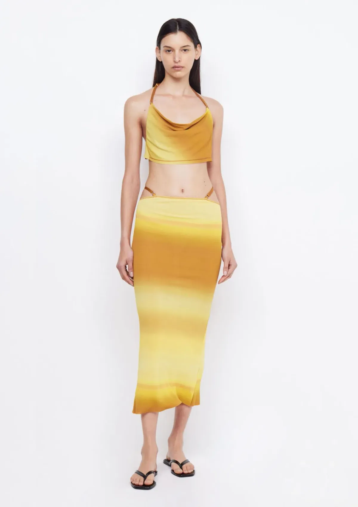 Bec & Bridge Amara Halter Top & Amara Strappy Skirt Set Golden Ombre Size XS / AU 6 - Image 1