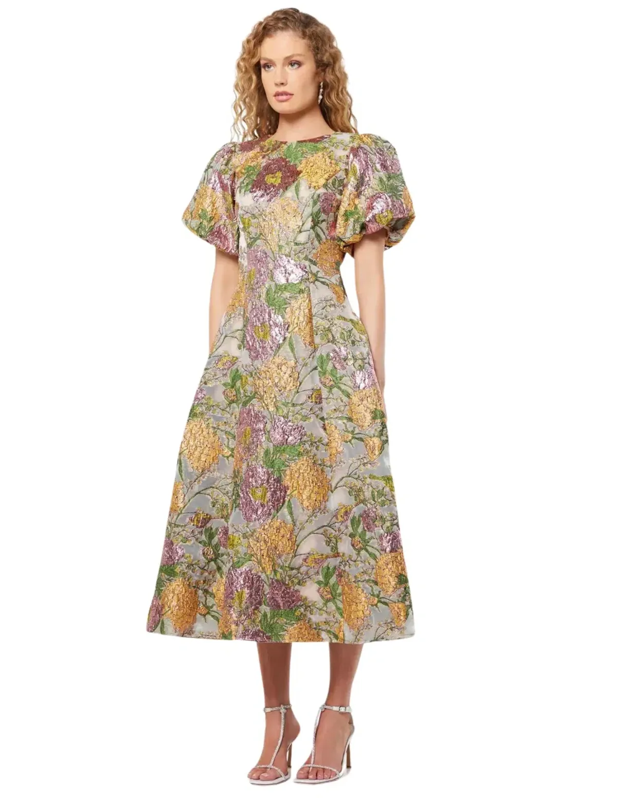 Elliatt Darlene Midi Dress Metallic Floral Size L / AU 12 - Image 6