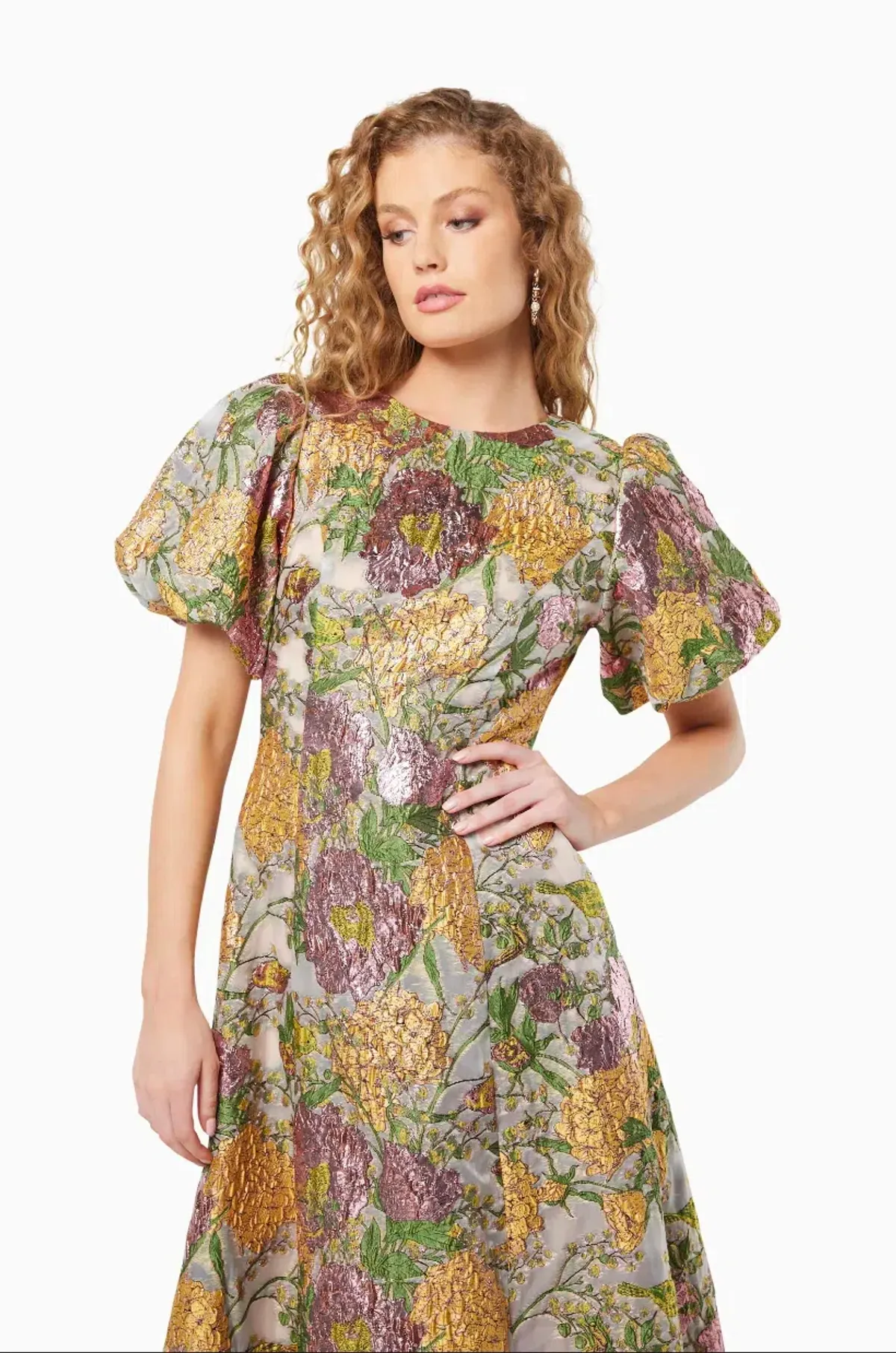Elliatt Darlene Midi Dress Metallic Floral Size L / AU 12 - Image 2