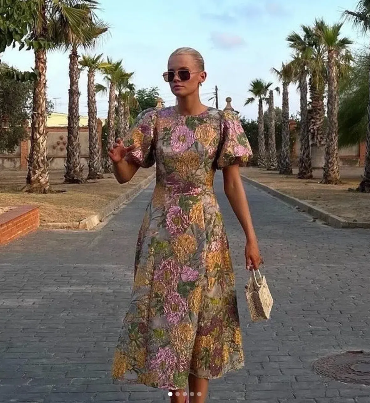 Elliatt Darlene Midi Dress Metallic Floral Size L / AU 12 - Image 7