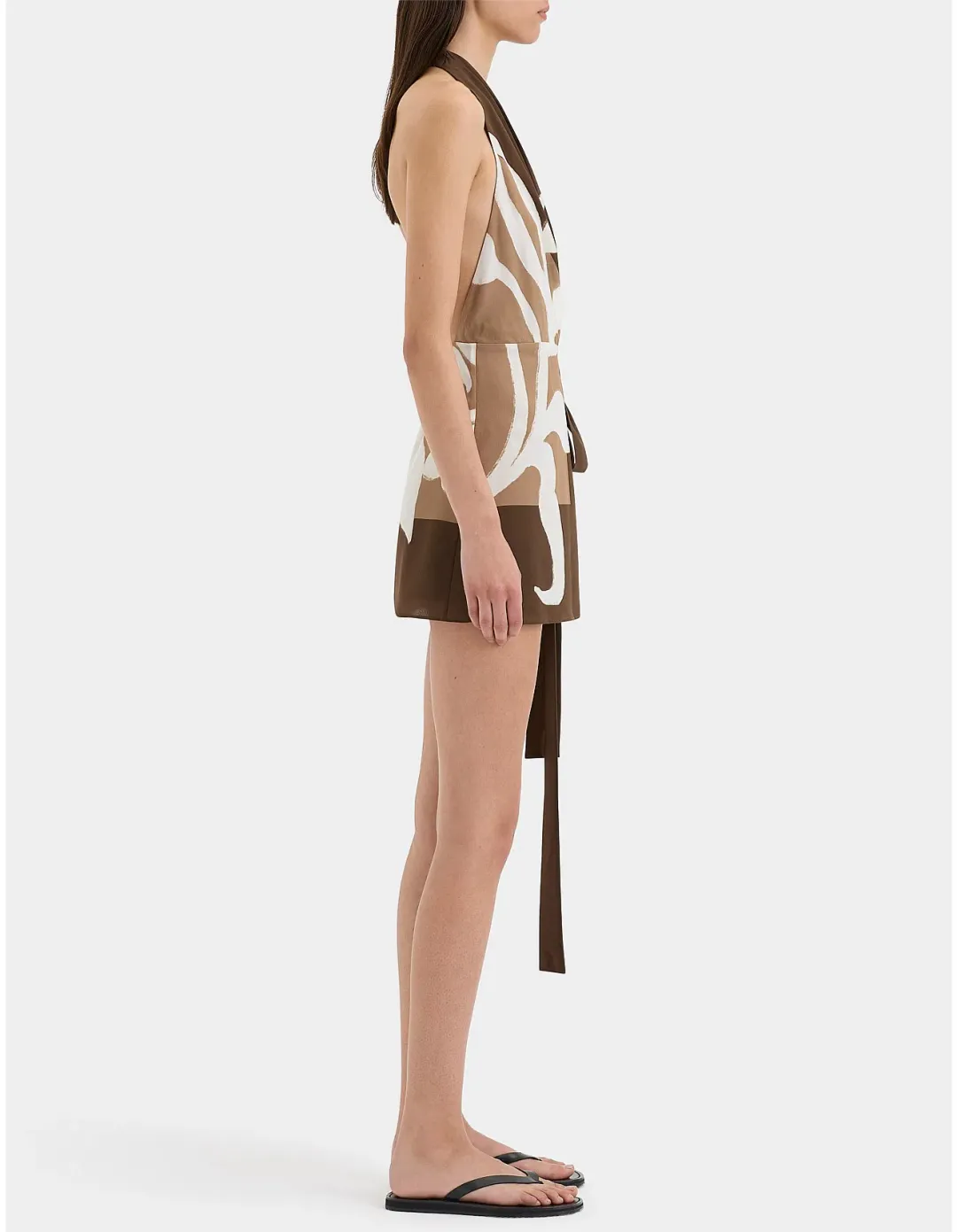 Sir the Label Portia Wrap Mini Dress Chocolate Sorrento Size 6 for rent on The Volte - main image