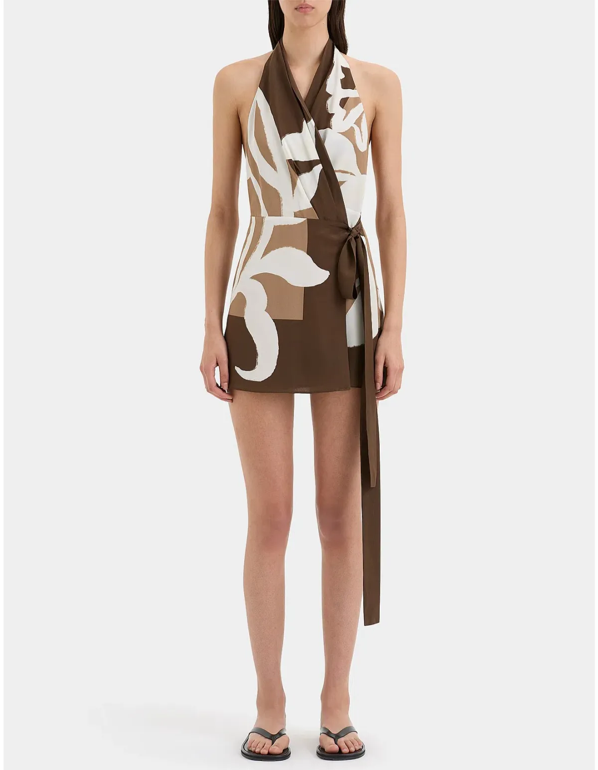 Sir the Label Portia Wrap Mini Dress Chocolate Sorrento Size 6 - Image 1