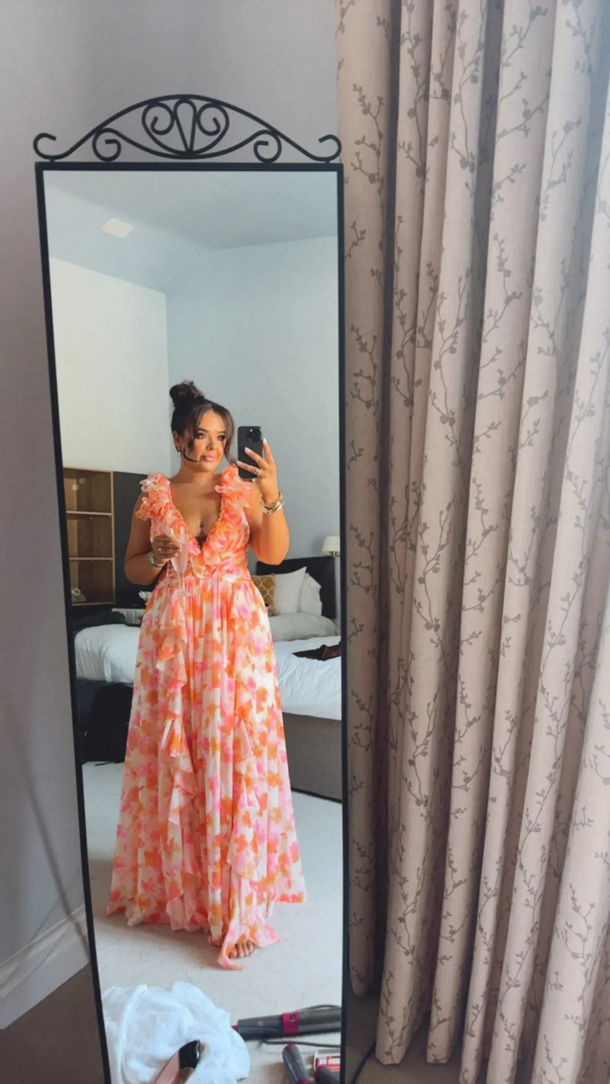 Anne Louise Boutique Clementine Maxi Dress Orange Fuchsia Floral Size 12 - Image 4