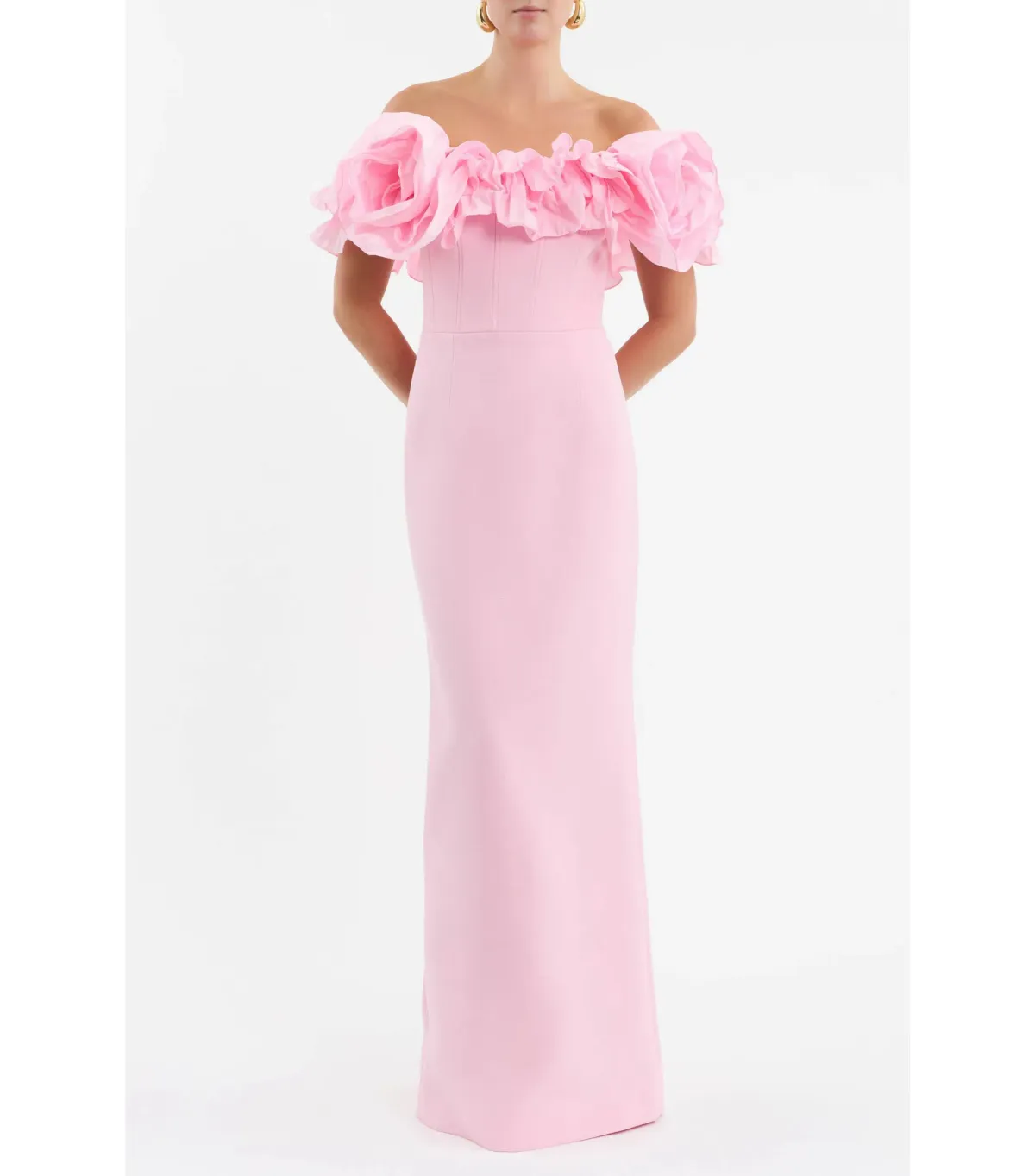 Rebecca Vallance Jenna Off Shoulder Gown Pink Size AU 4  - Image 1