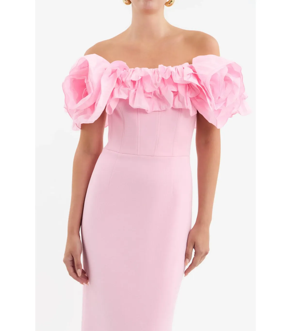 Rebecca Vallance Jenna Off Shoulder Gown Pink Size AU 4  - Image 3