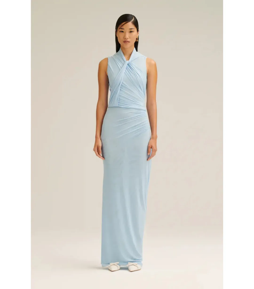 Scanlan Theodore Mesh Drape Top And Skirt Pale Blue Size AU 10 for rent on The Volte - main image