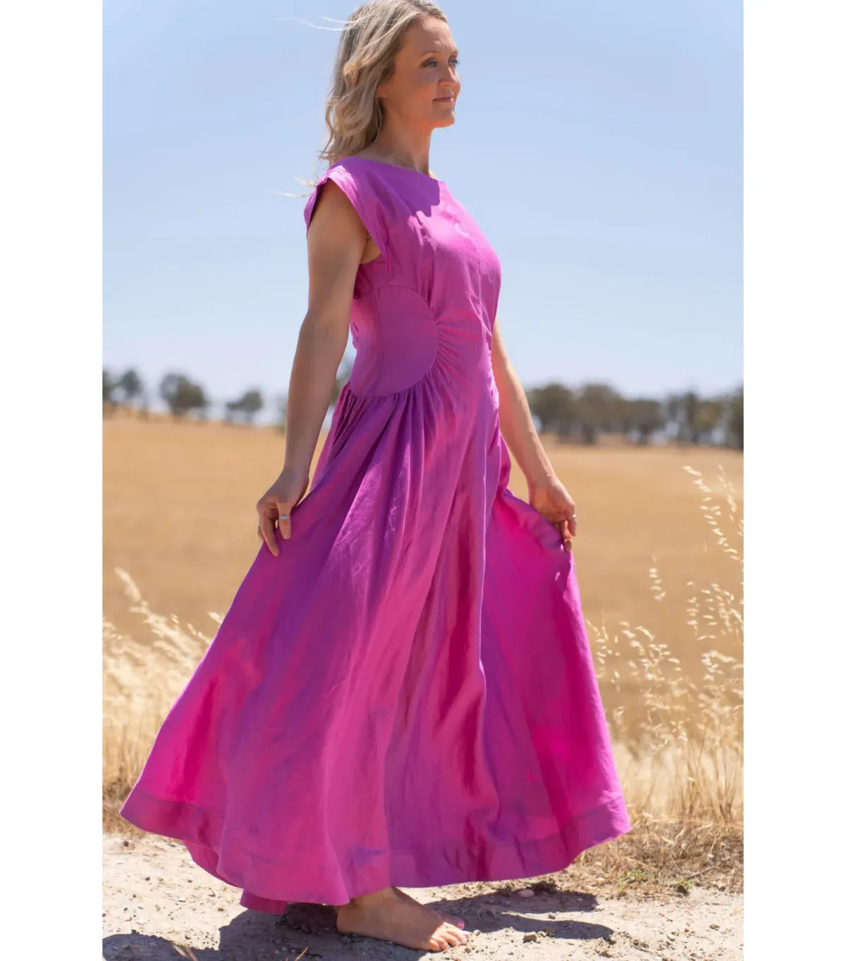 Acler Emery Midi Dress Magenta Size AU 10  - Image 4