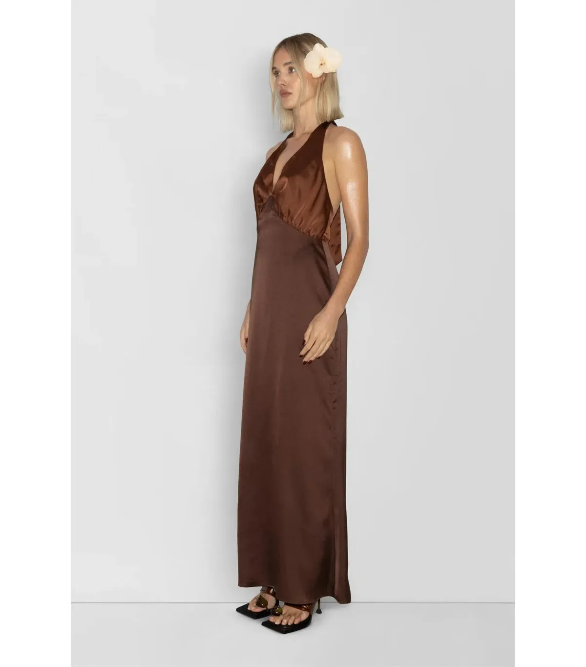 The Wolf Gang Oahu Slip Maxi Dress Chocolate Brown Size S / AU 8 - Image 2