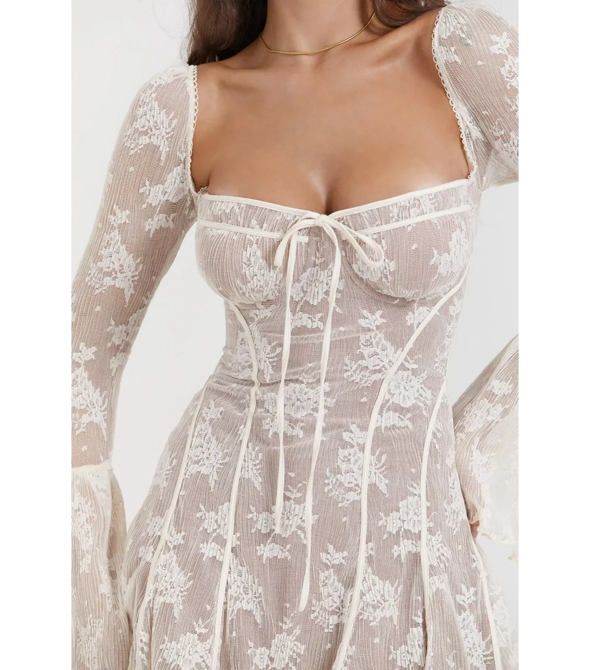 House Of CB Analissa Lace Corset Mini Dress Vintage Cream Size S / AU 8 - Image 3