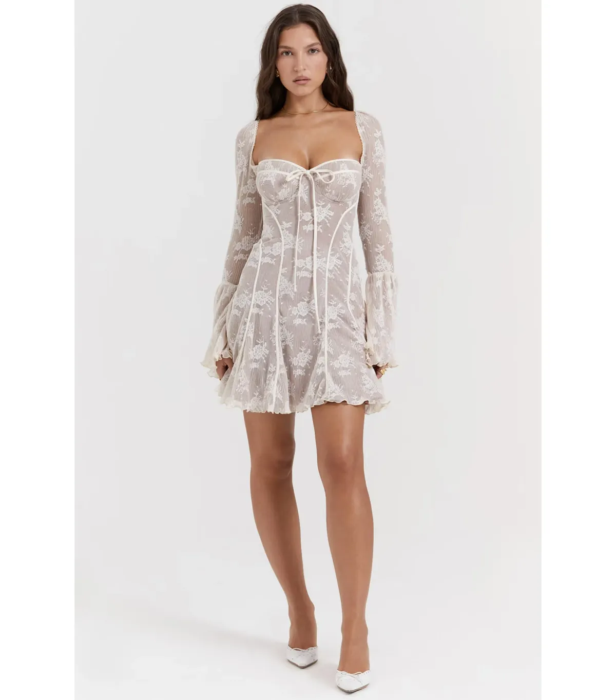 House Of CB Analissa Lace Corset Mini Dress Vintage Cream Size S / AU 8 - Image 1