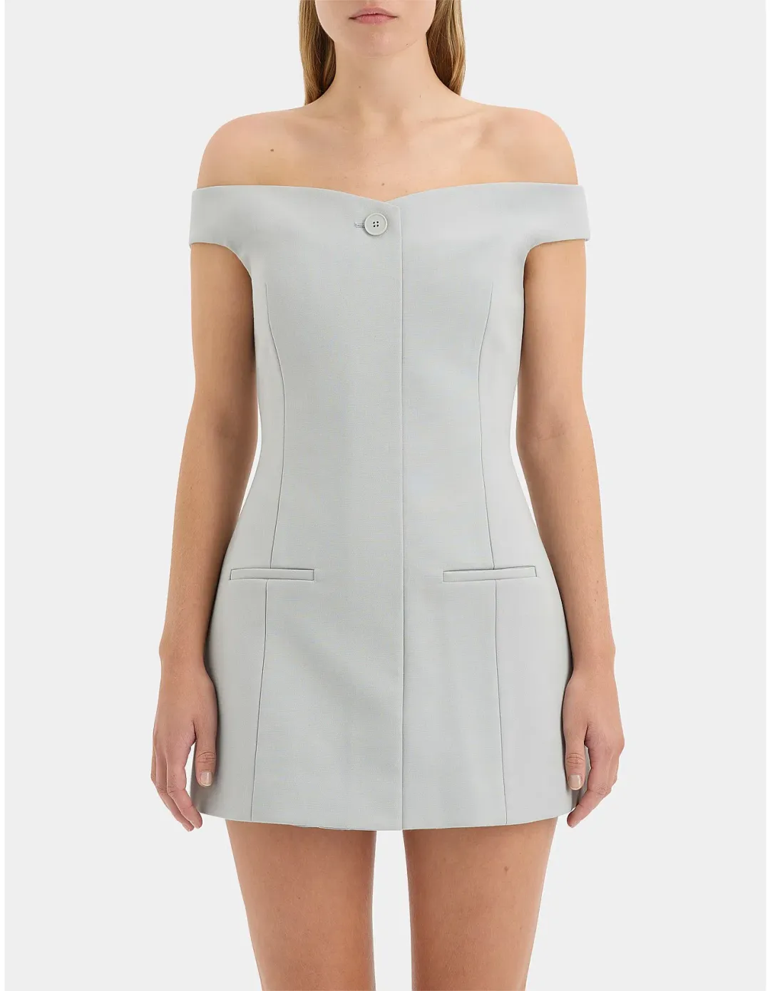 Sir the Label Sandrine Off Shoulder Mini Dress Ice Blue Size 1 / AU 8 for rent on The Volte - main image