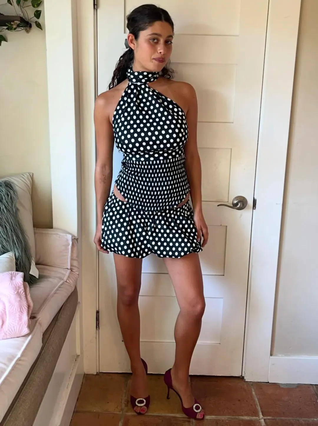 Blondita Gwen Top and Bubble Mini Skirt Set Polka Dot Size 10 for rent on The Volte - main image