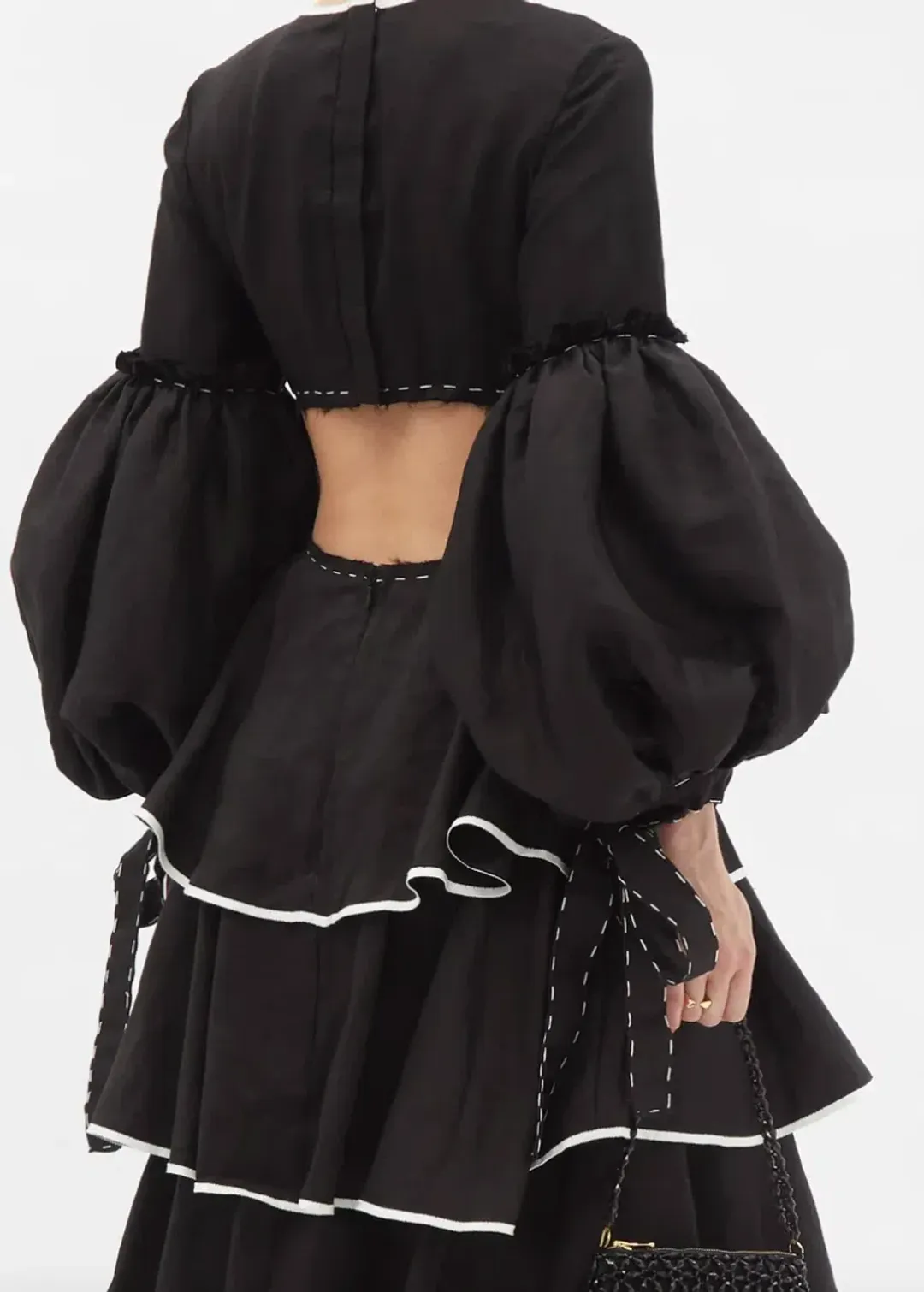 Aje Gracious Cutout Midi Dress Black/Ivory Size 6 for rent on The Volte - main image