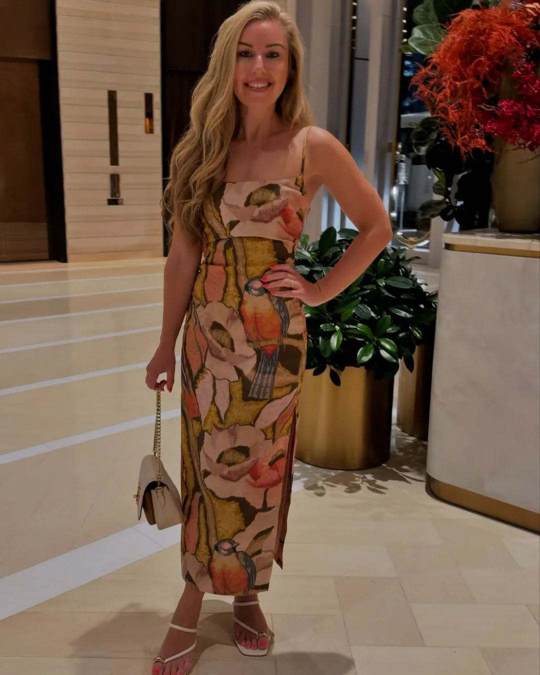 Sir the Label Talulah Column Midi Dress Sanderling Floral Size 0P / AU 6 Petite for rent on The Volte - main image