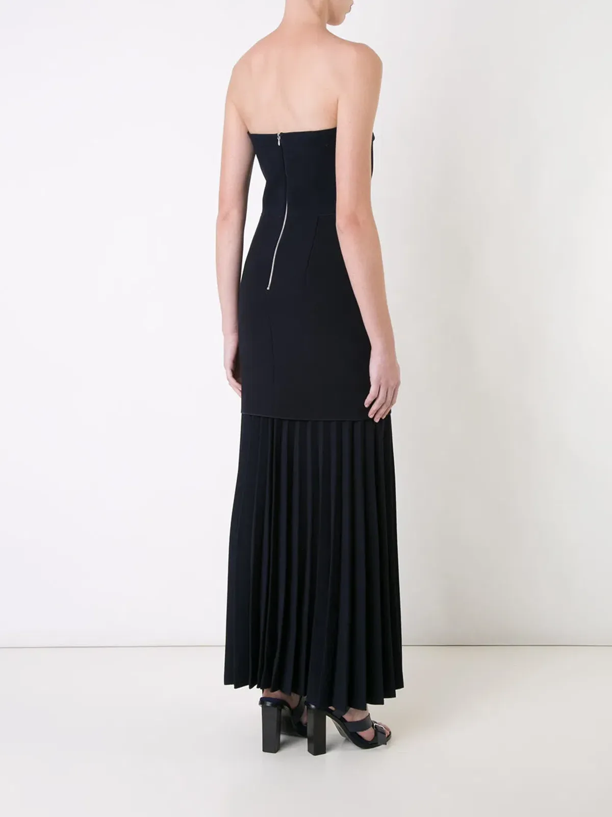 Dion Lee Linear Pleat Crepe Strapless Dress Black Size XS / AU 6 - Image 3