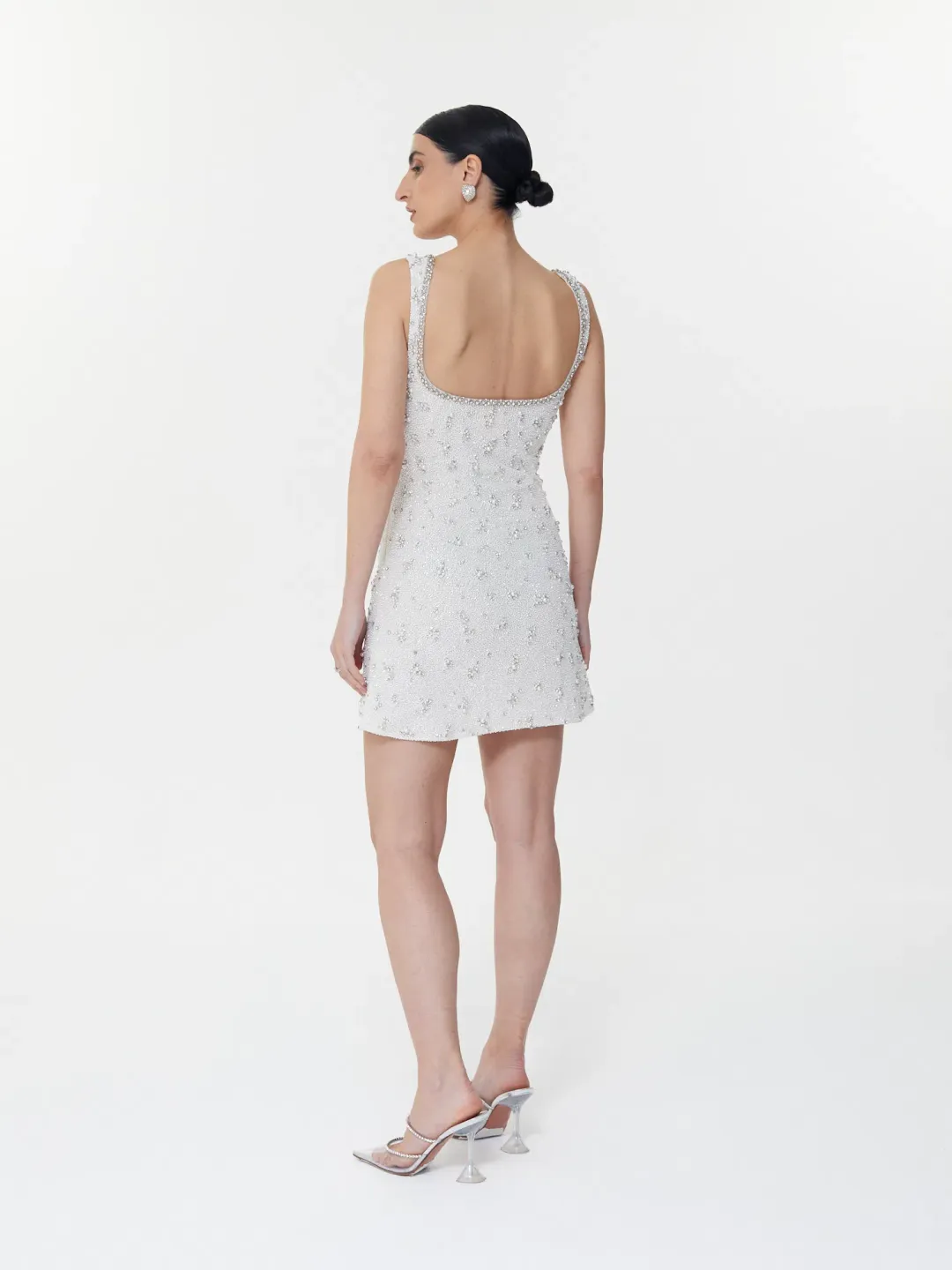Clio Peppiatt Bridal Crystal Mini Dress Ivory Size AU 8 for rent on The Volte - main image