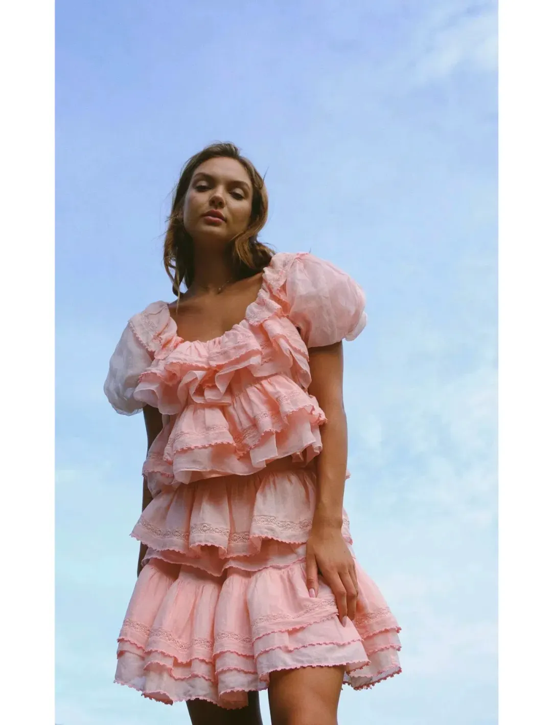 Innika Choo Organdy Lace Frill Set Pink Size 1 / AU 8 for rent on The Volte - main image