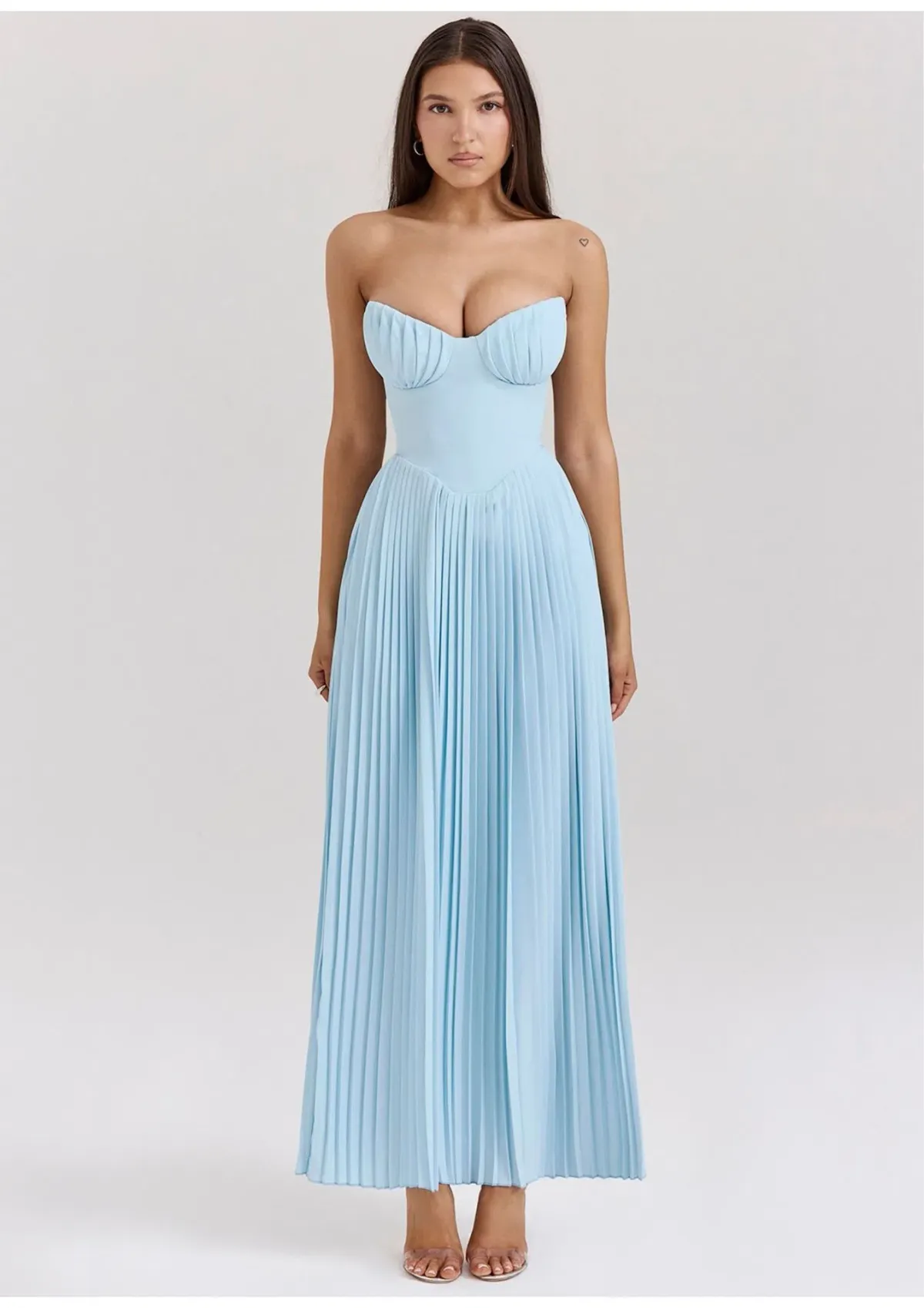 House of CB Marcella Pleated Maxi Dress Ocean Blue Size M / AU 10 - Image 1
