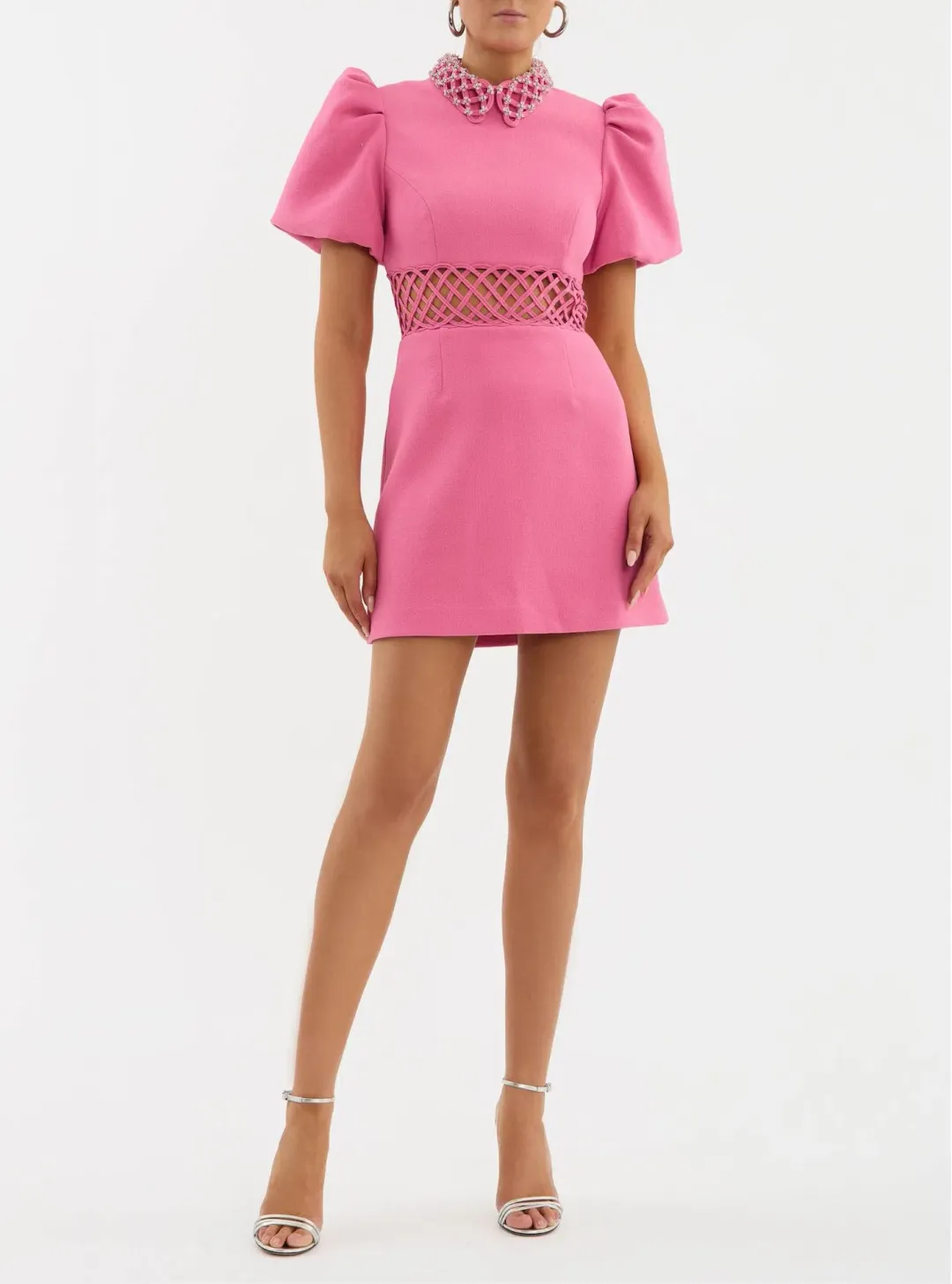 Rebecca Vallance Aubree Collar Mini Dress Rose Pink Size 8 for rent on The Volte - main image
