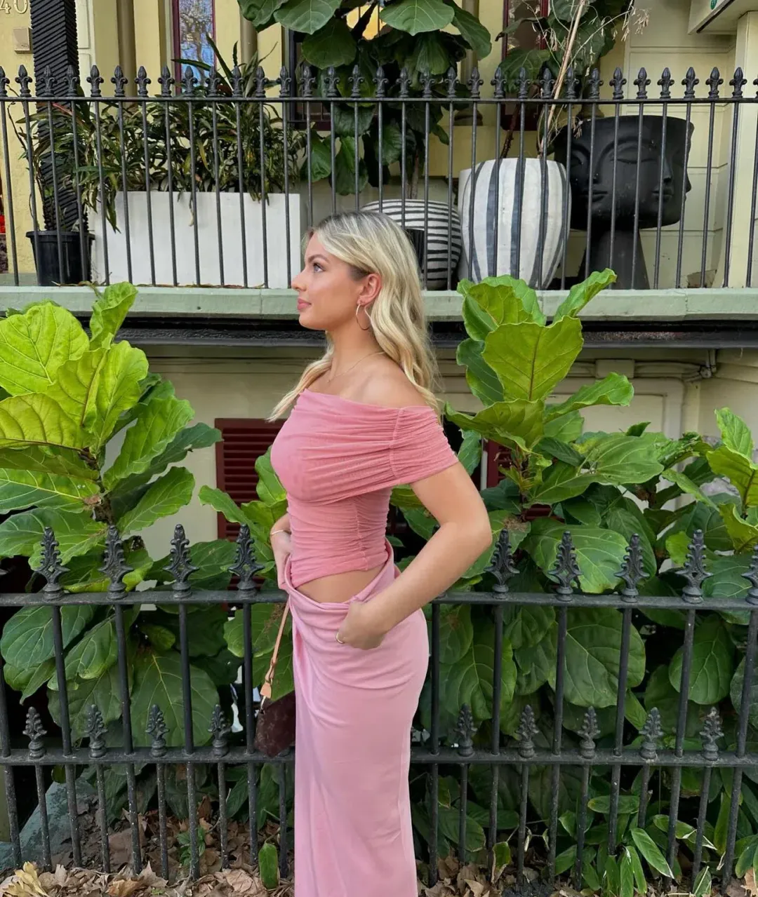 Benni Nico Off Shoulder Maxi Dress Candy Pink Size XS / AU 6 for rent on The Volte - main image