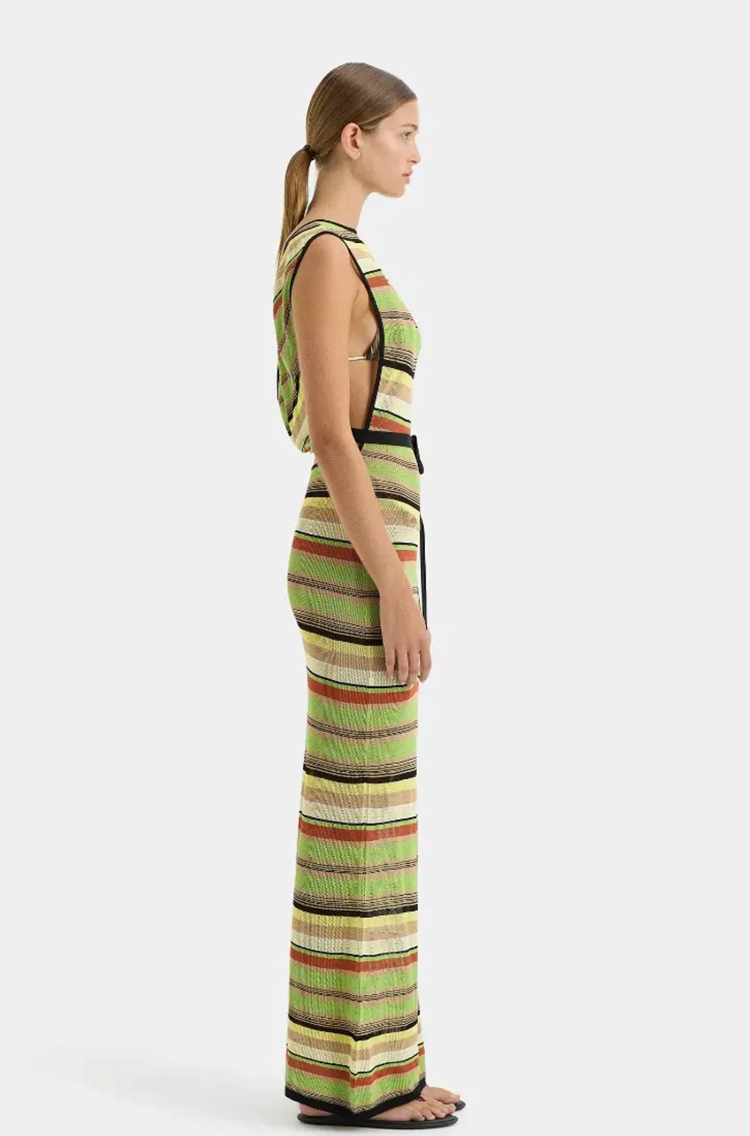 Sir the Label Coastline Tie Dress Palm Stripe Size 1 / AU 8 for rent on The Volte - main image