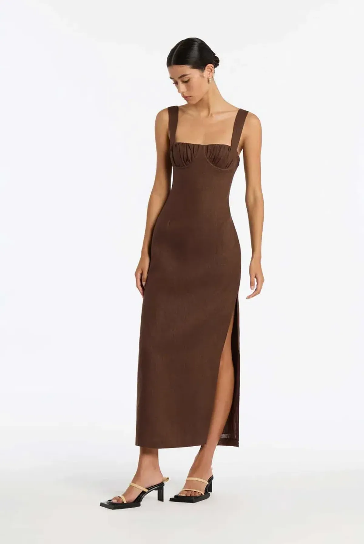 Sir the Label Bettina Midi Dress Chocolate Size 2 / AU 10 - Image 5