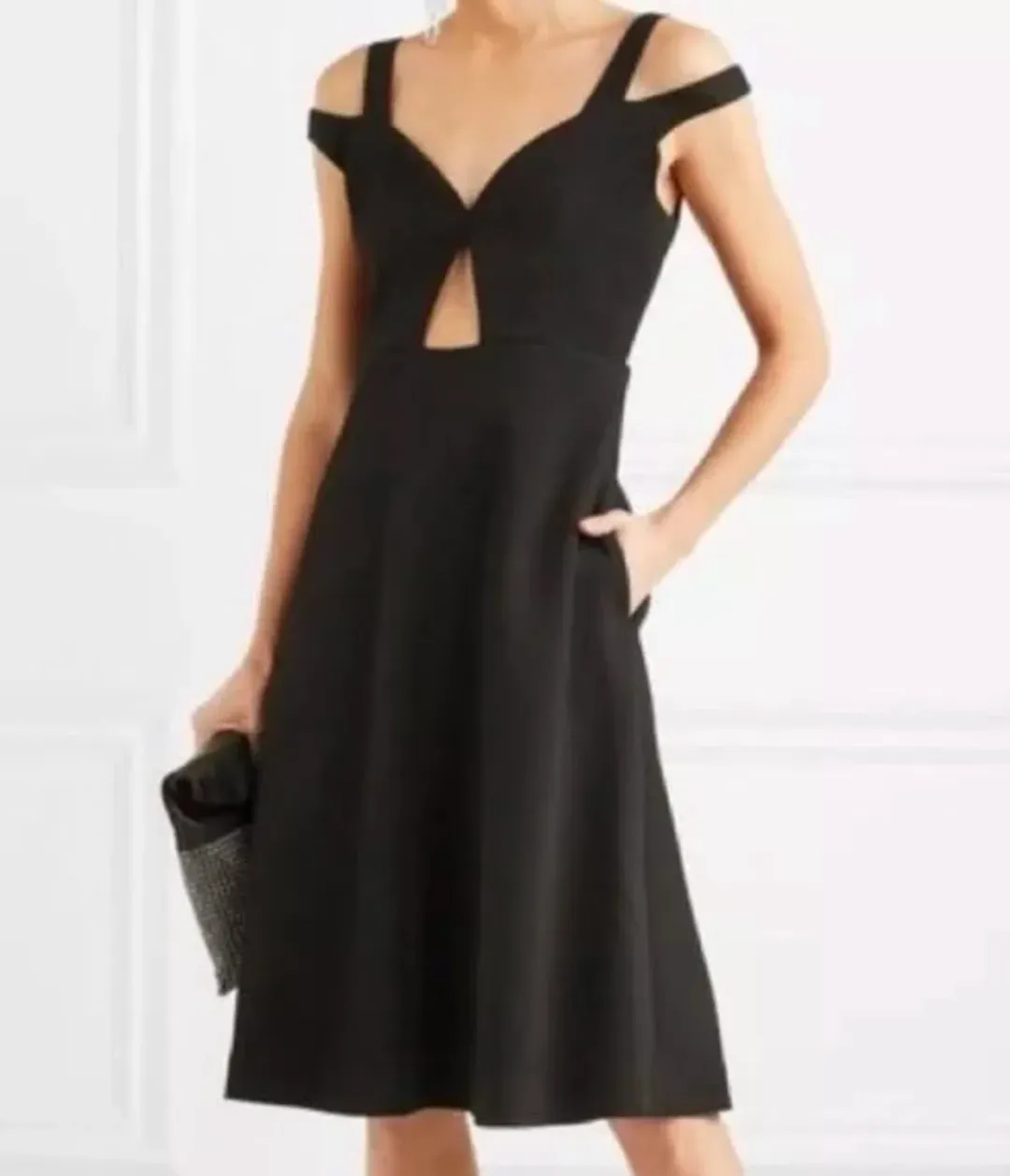 Carven Keyhole Cutout Shoulder Strap Detail Cocktail Dress Black Size AU 10 for rent on The Volte - main image
