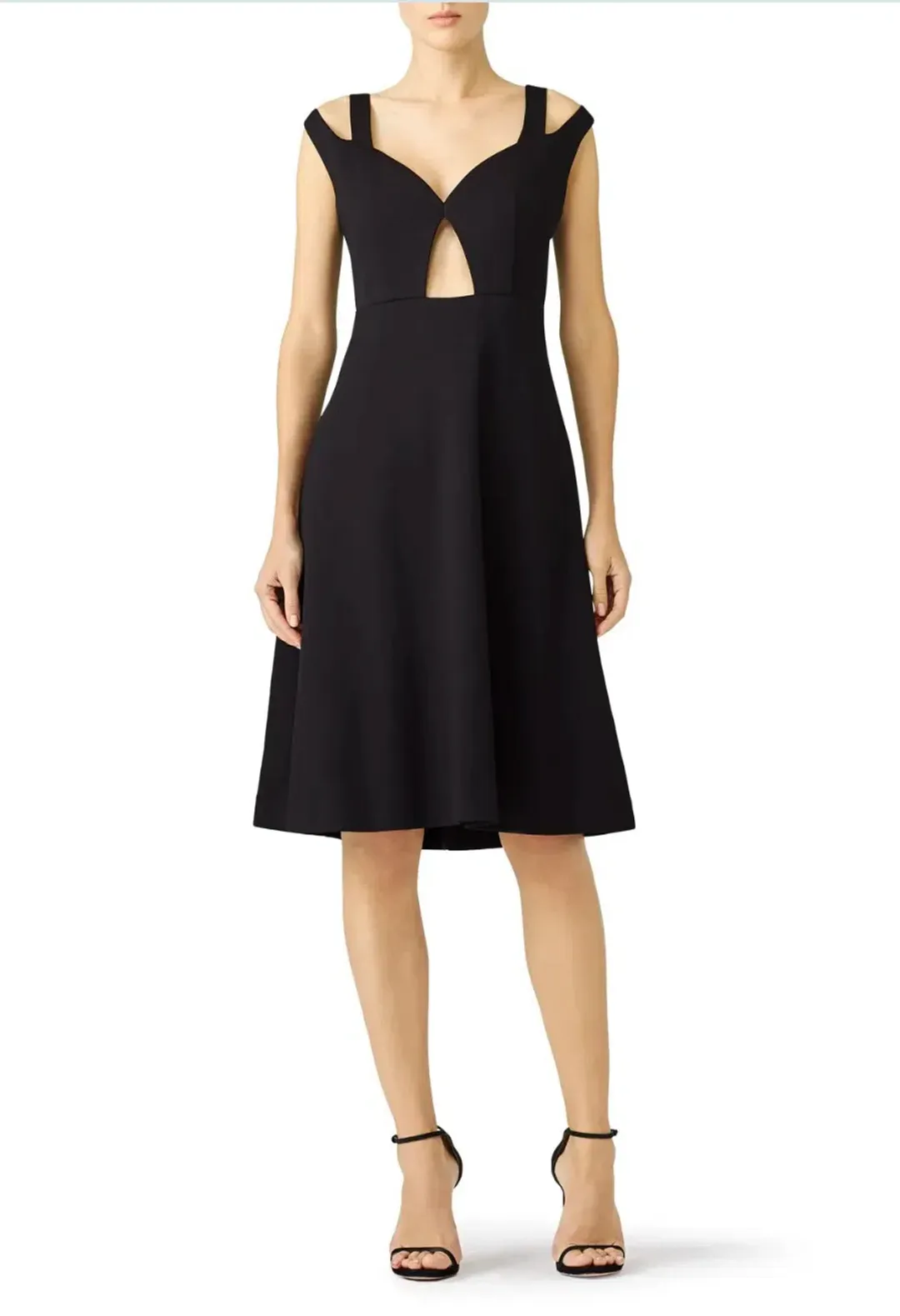 Carven Keyhole Cutout Shoulder Strap Detail Cocktail Dress Black Size AU 10 for rent on The Volte - main image